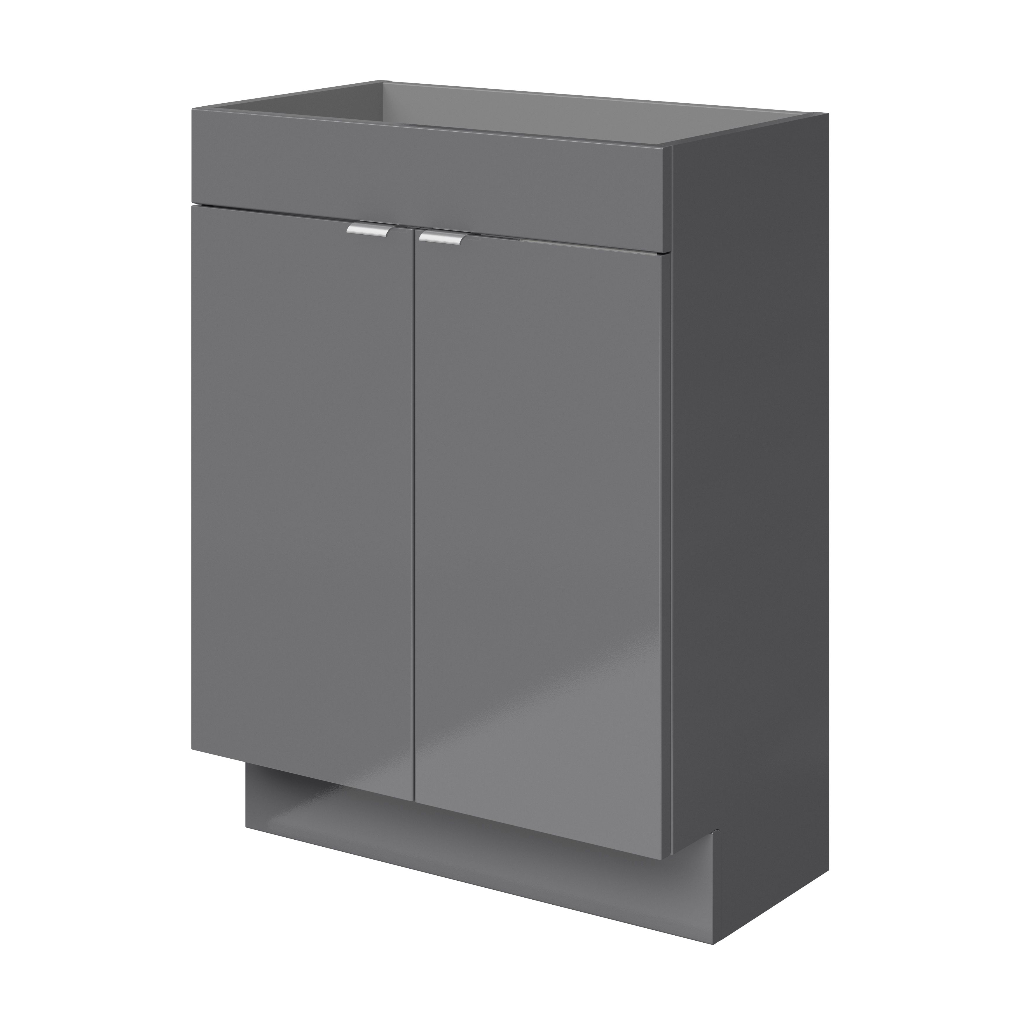 GoodHome Imandra Slimline Gloss Grey Double Bathroom Cabinet (H)82cm (W)60cm