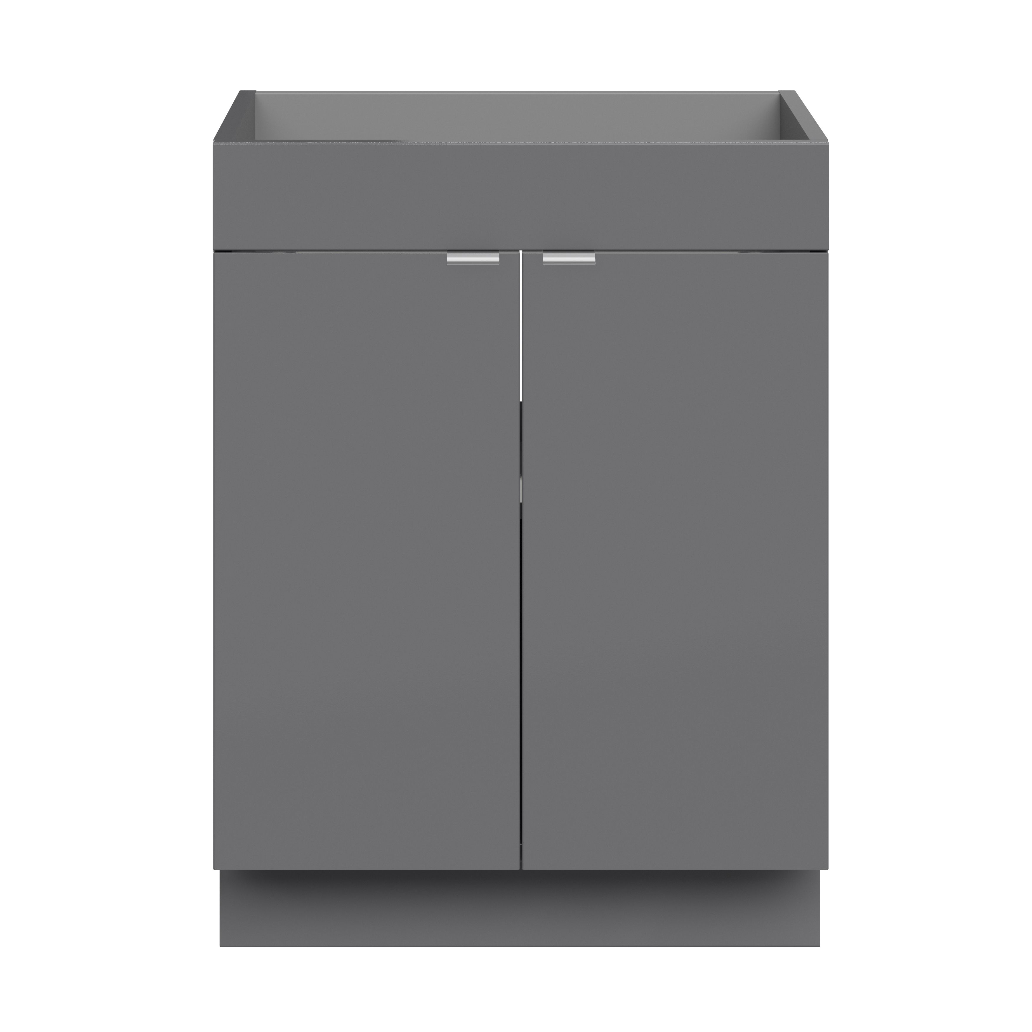GoodHome Imandra Slimline Gloss Grey Double Bathroom Cabinet (H)82cm (W)60cm