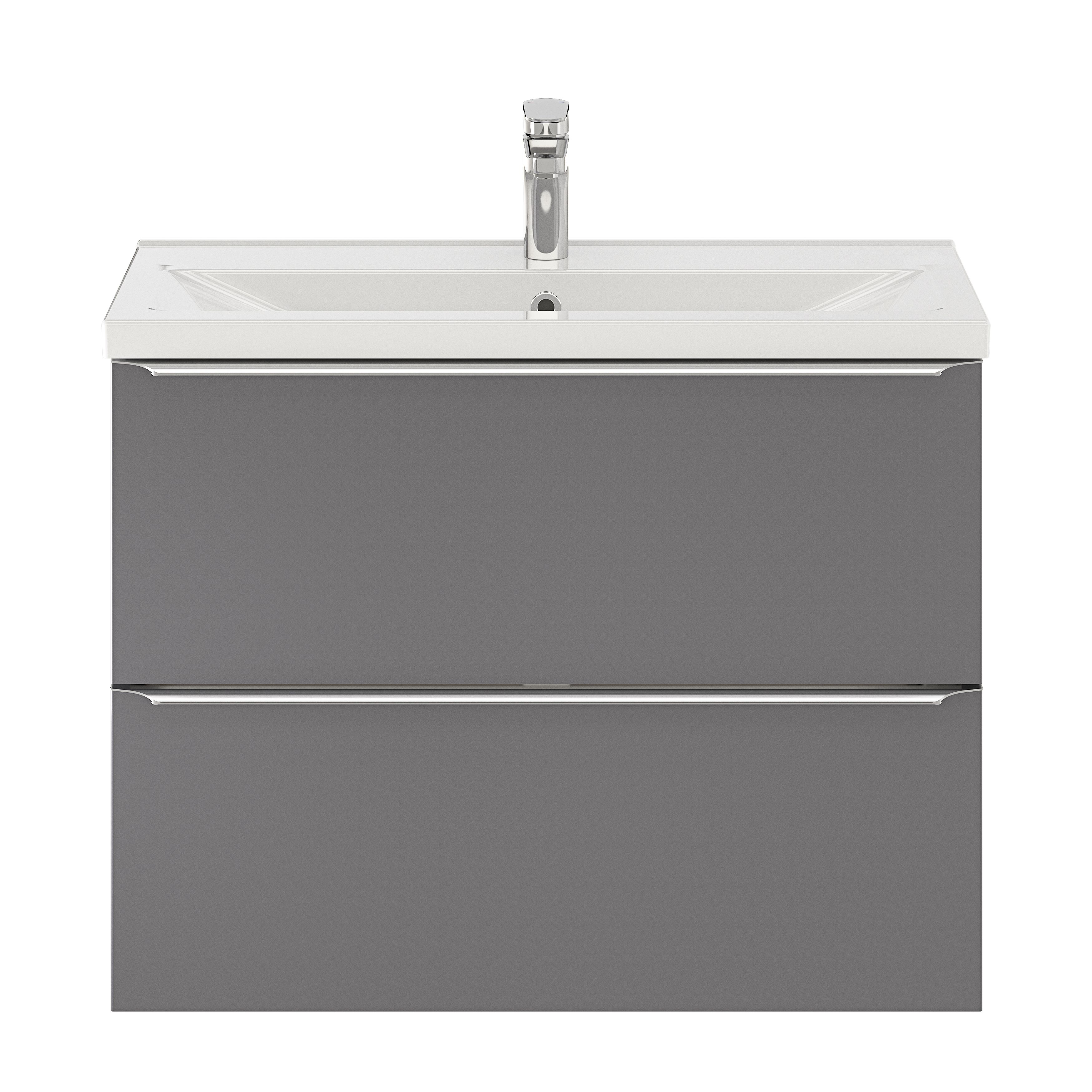 GoodHome Imandra Slimline Gloss Grey Wall-mounted Bathroom Cabinet (H)60cm (W)80cm