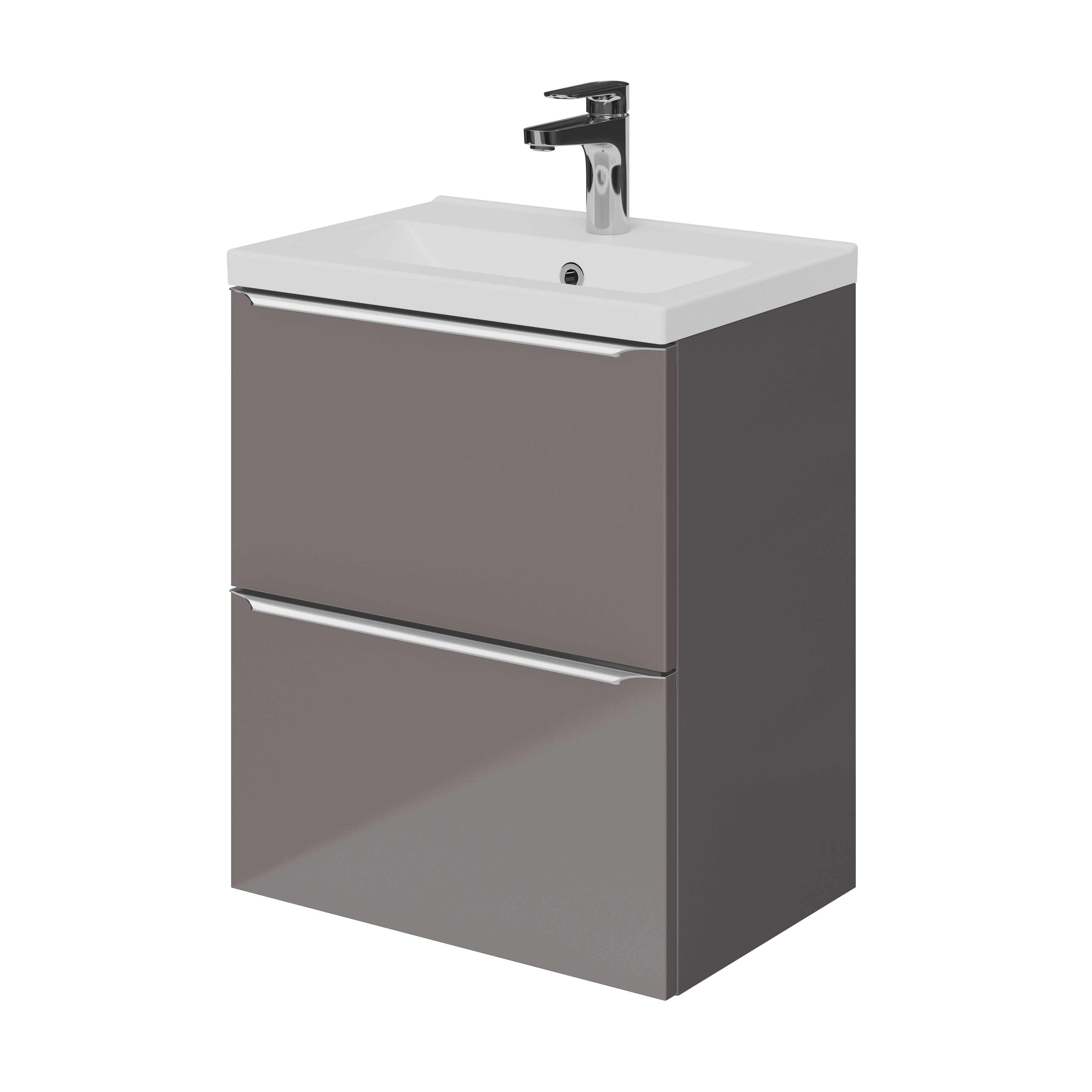 GoodHome Imandra Slimline Gloss Warm Grey Wall-mounted Bathroom Cabinet (H)60cm (W)50cm