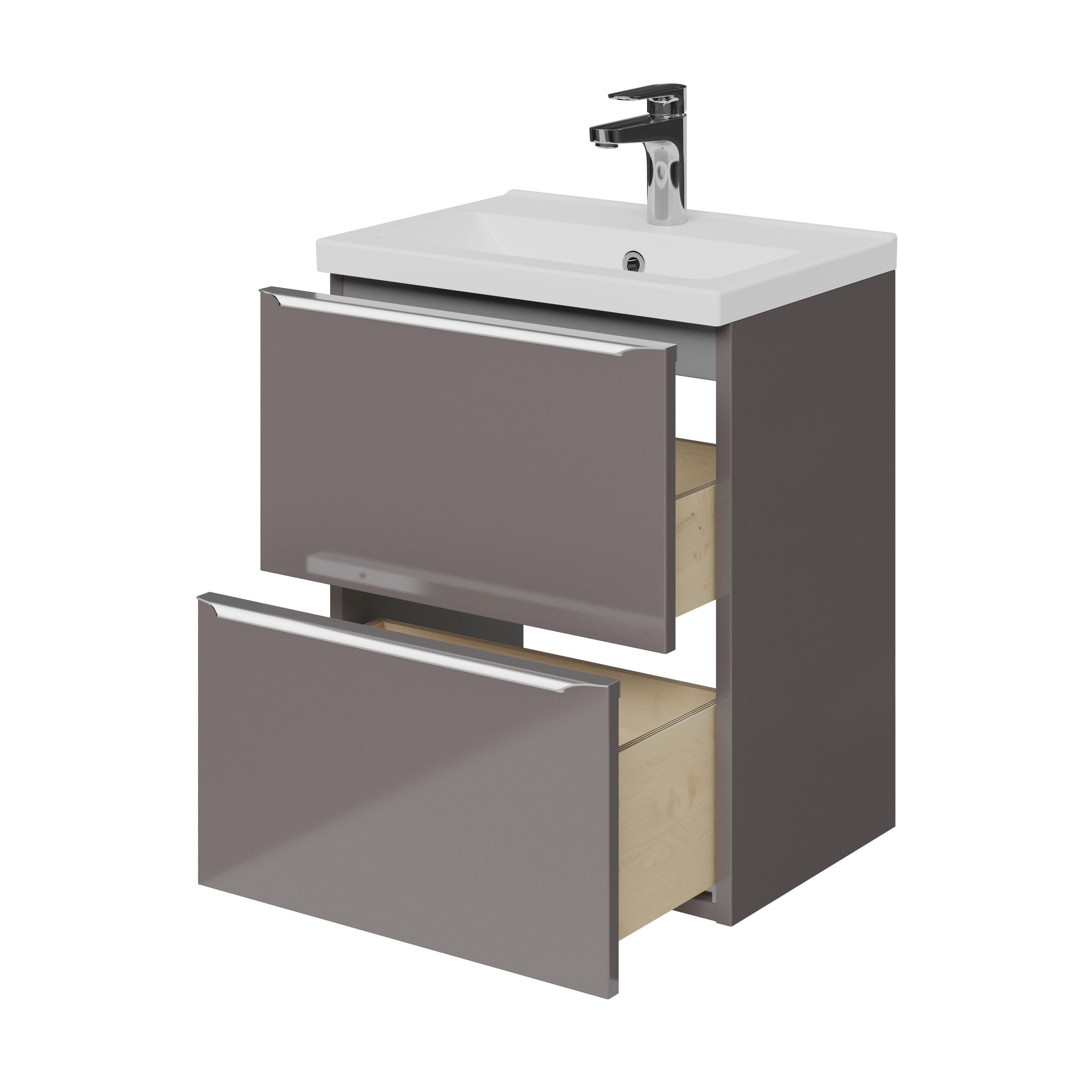 GoodHome Imandra Slimline Gloss Warm Grey Wall-mounted Bathroom Cabinet (H)60cm (W)50cm