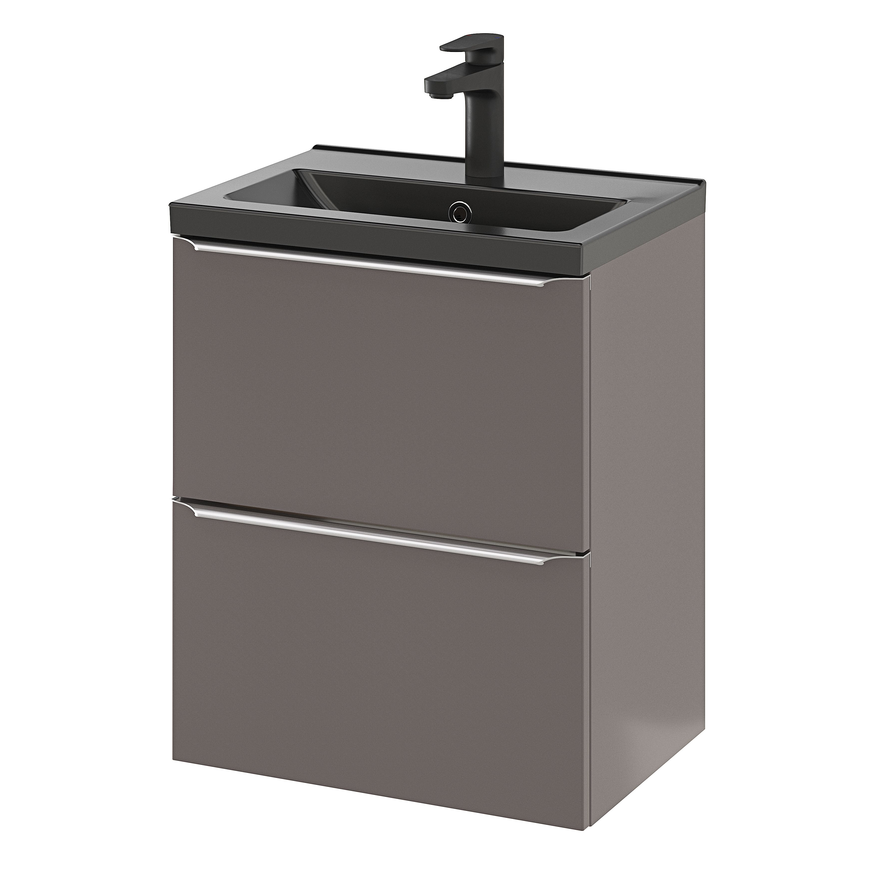 GoodHome Imandra Slimline Gloss Warm Grey Wall-mounted Bathroom Cabinet (H)60cm (W)50cm