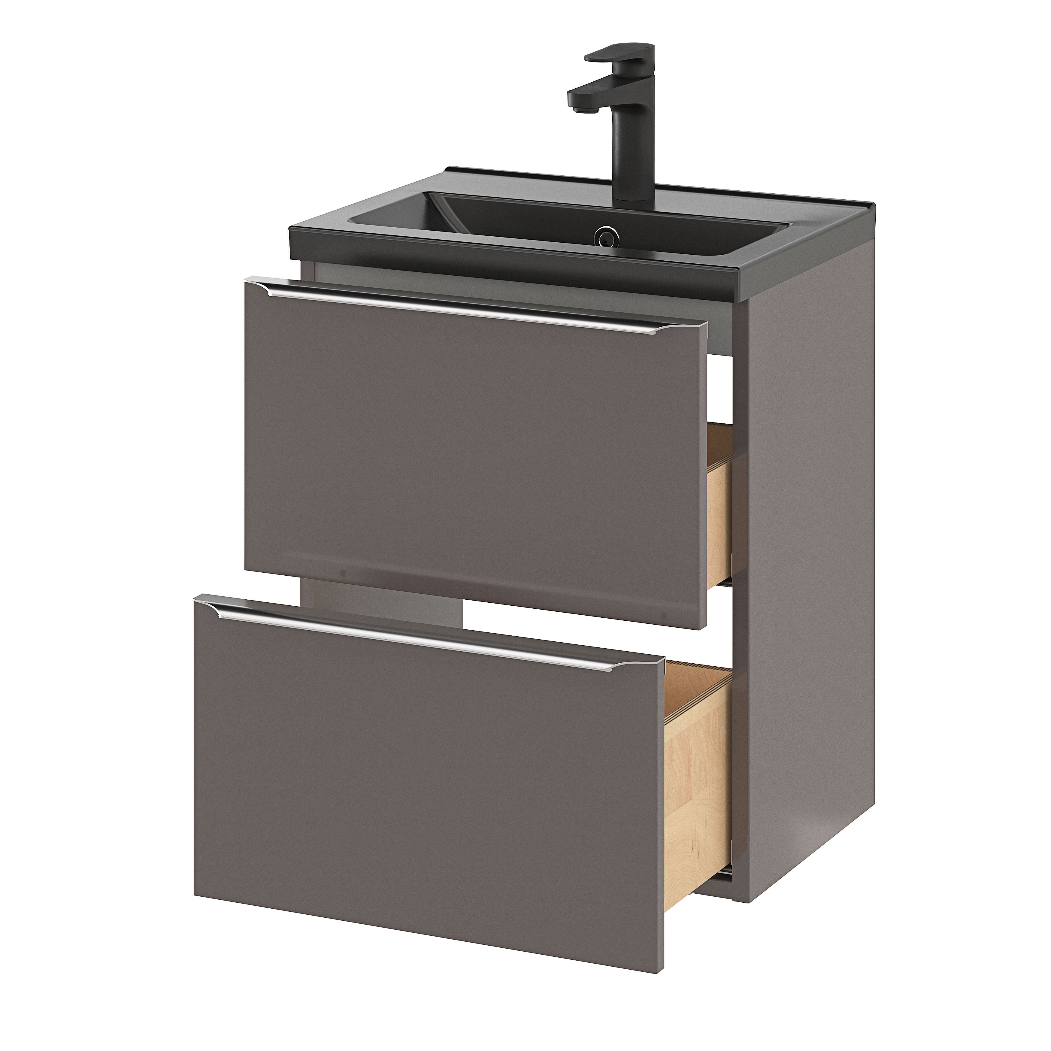 GoodHome Imandra Slimline Gloss Warm Grey Wall-mounted Bathroom Cabinet (H)60cm (W)50cm