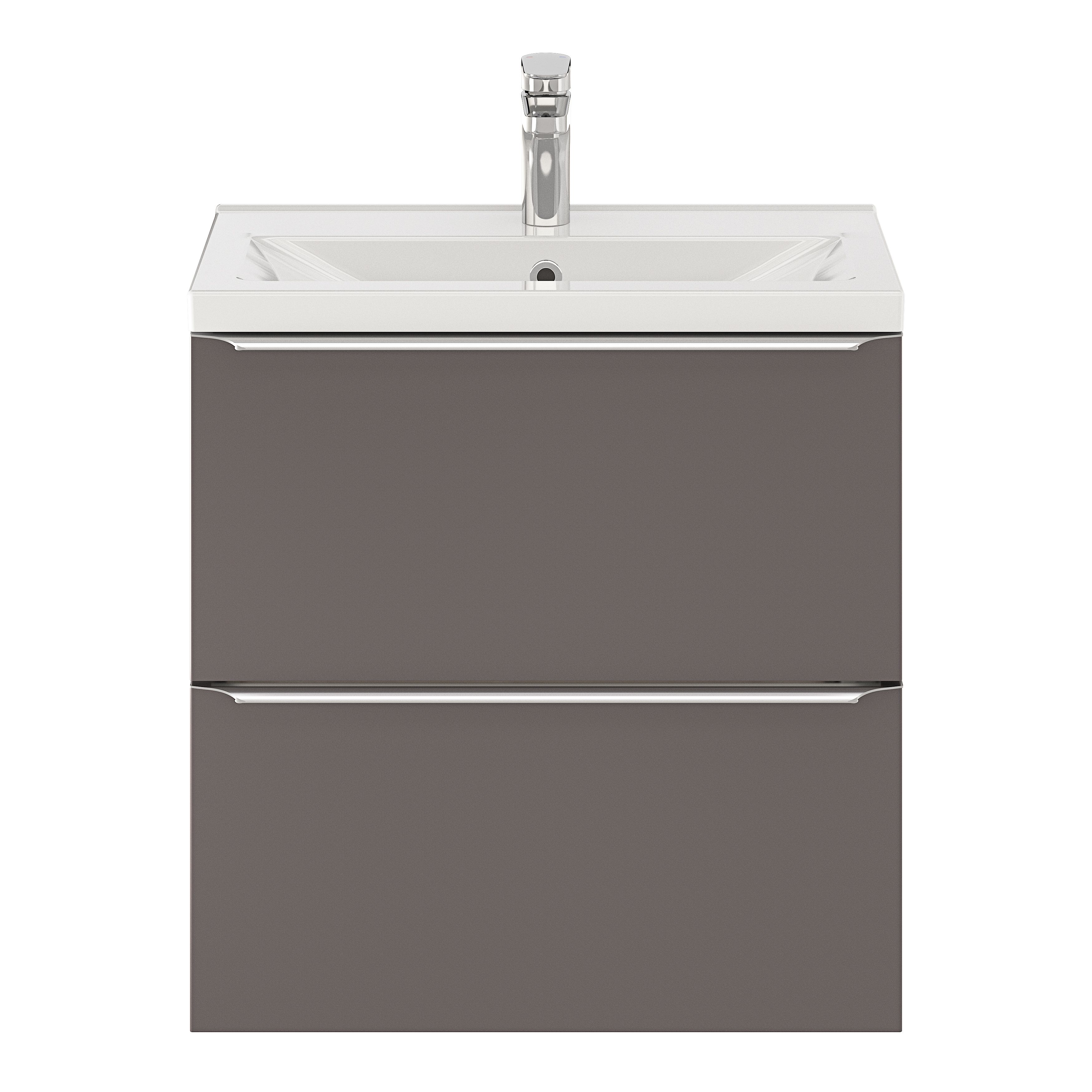 GoodHome Imandra Slimline Gloss Warm Grey Wall-mounted Bathroom Cabinet (H)60cm (W)60cm