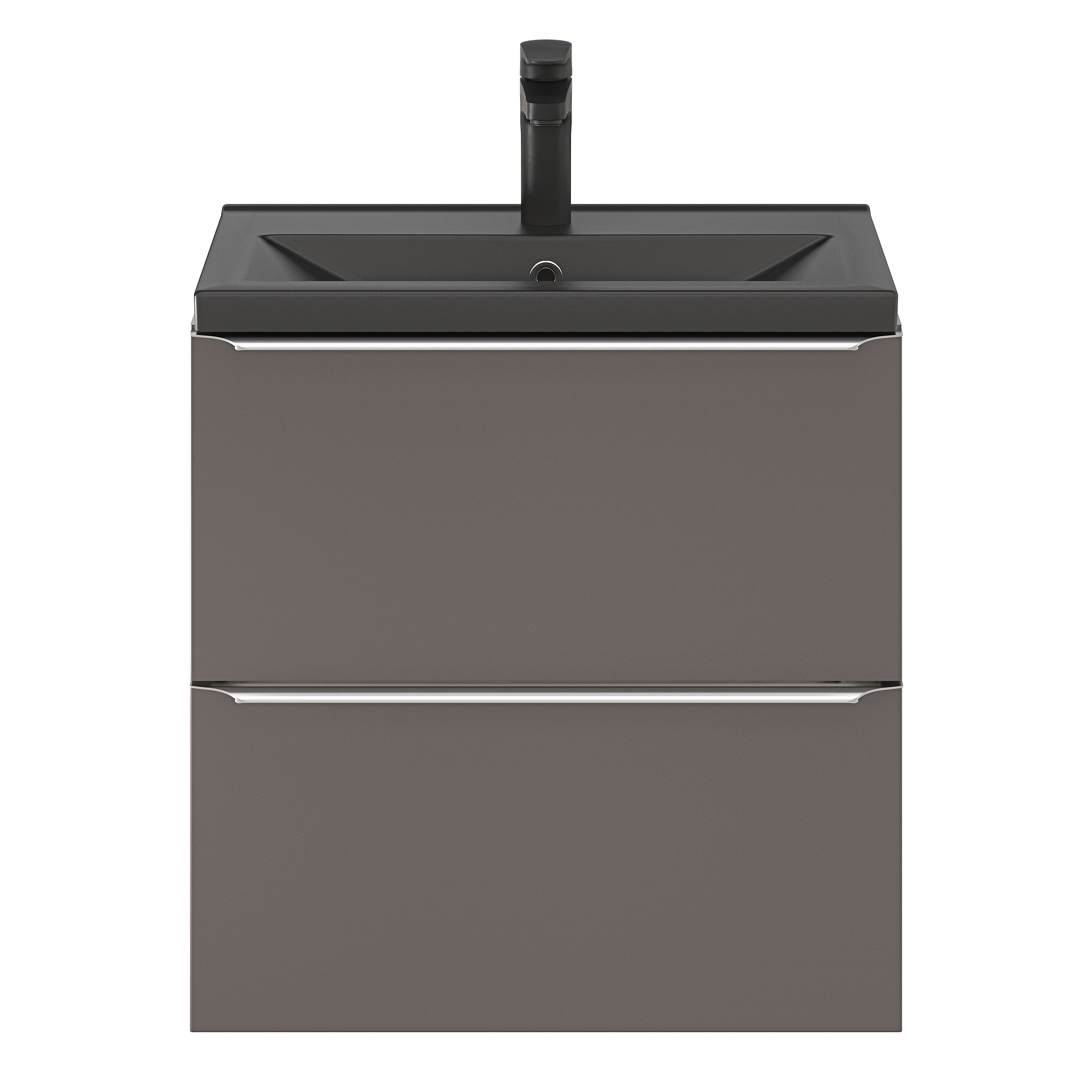 GoodHome Imandra Slimline Gloss Warm Grey Wall-mounted Bathroom Cabinet (H)60cm (W)60cm