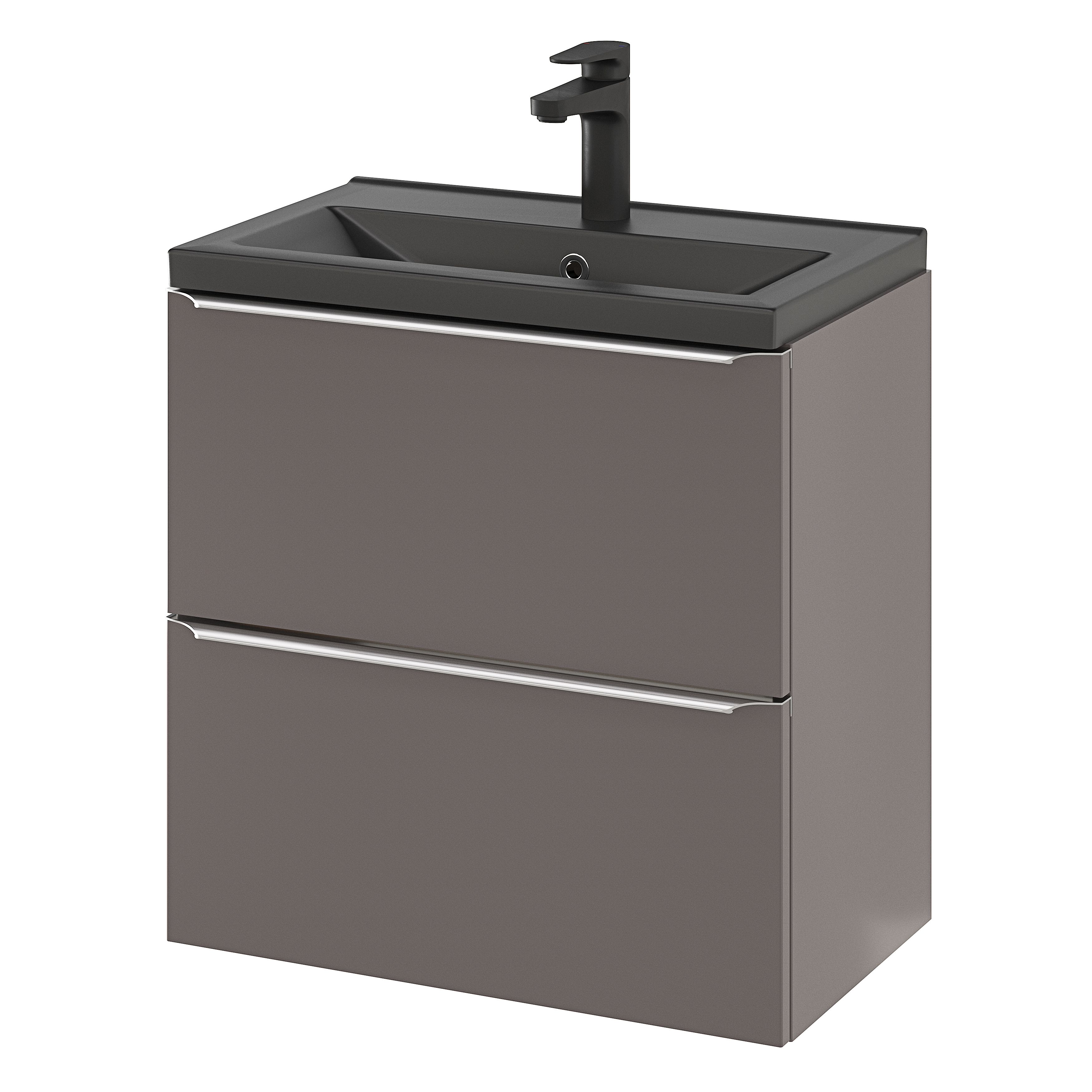 GoodHome Imandra Slimline Gloss Warm Grey Wall-mounted Bathroom Cabinet (H)60cm (W)60cm