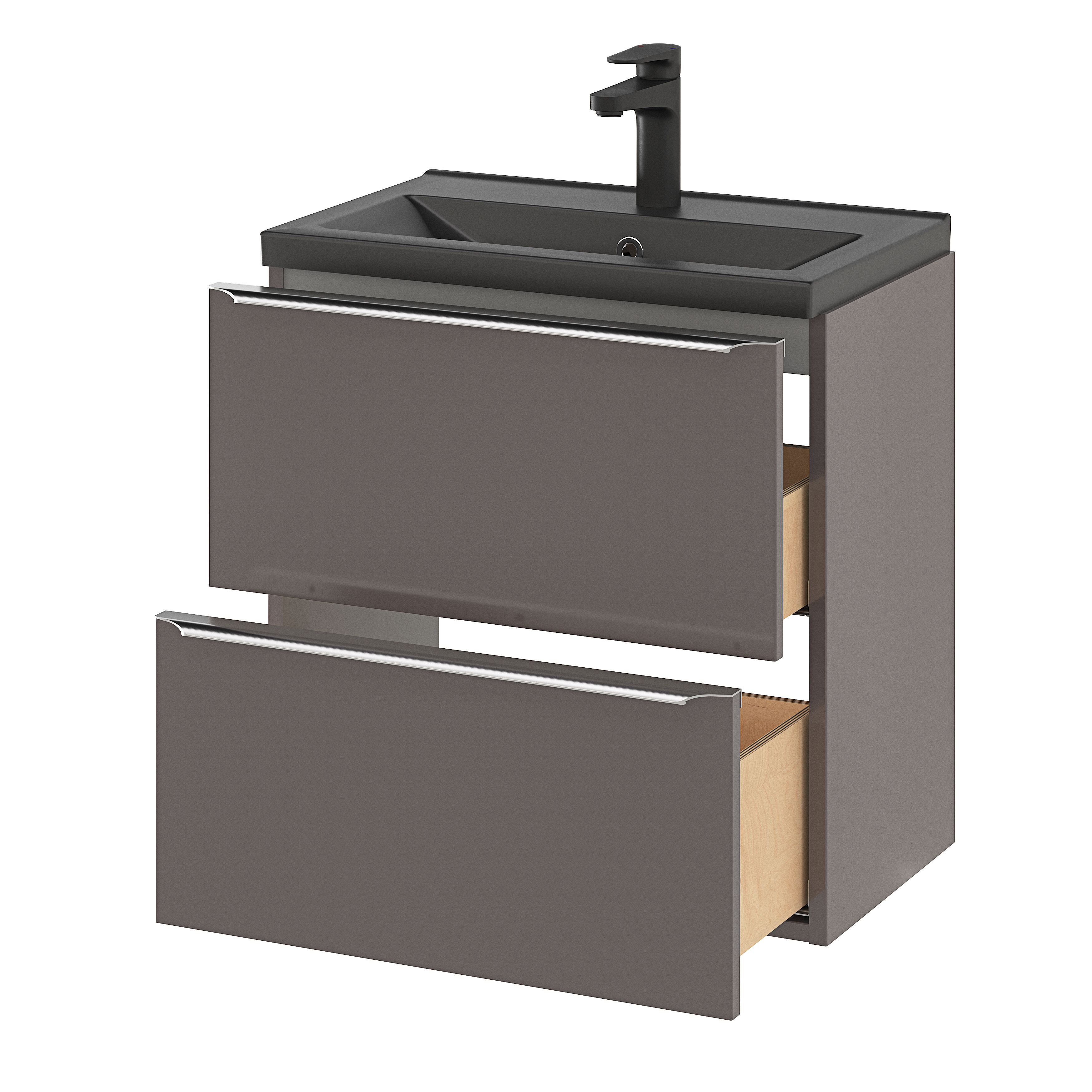 GoodHome Imandra Slimline Gloss Warm Grey Wall-mounted Bathroom Cabinet (H)60cm (W)60cm