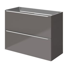 GoodHome Imandra Slimline Gloss Warm Grey Wall-mounted Bathroom Cabinet (H)60cm (W)80cm
