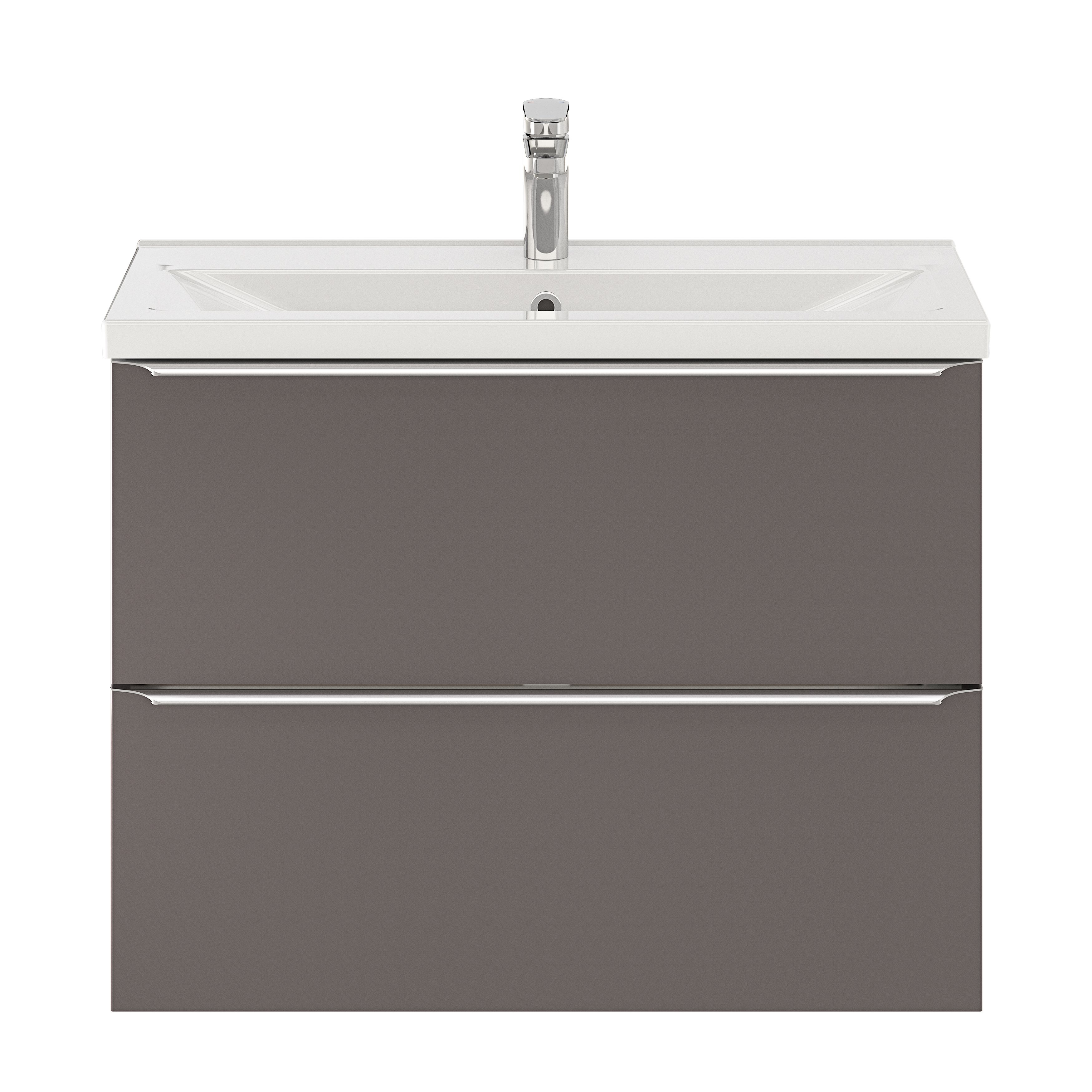 GoodHome Imandra Slimline Gloss Warm Grey Wall-mounted Bathroom Cabinet (H)60cm (W)80cm