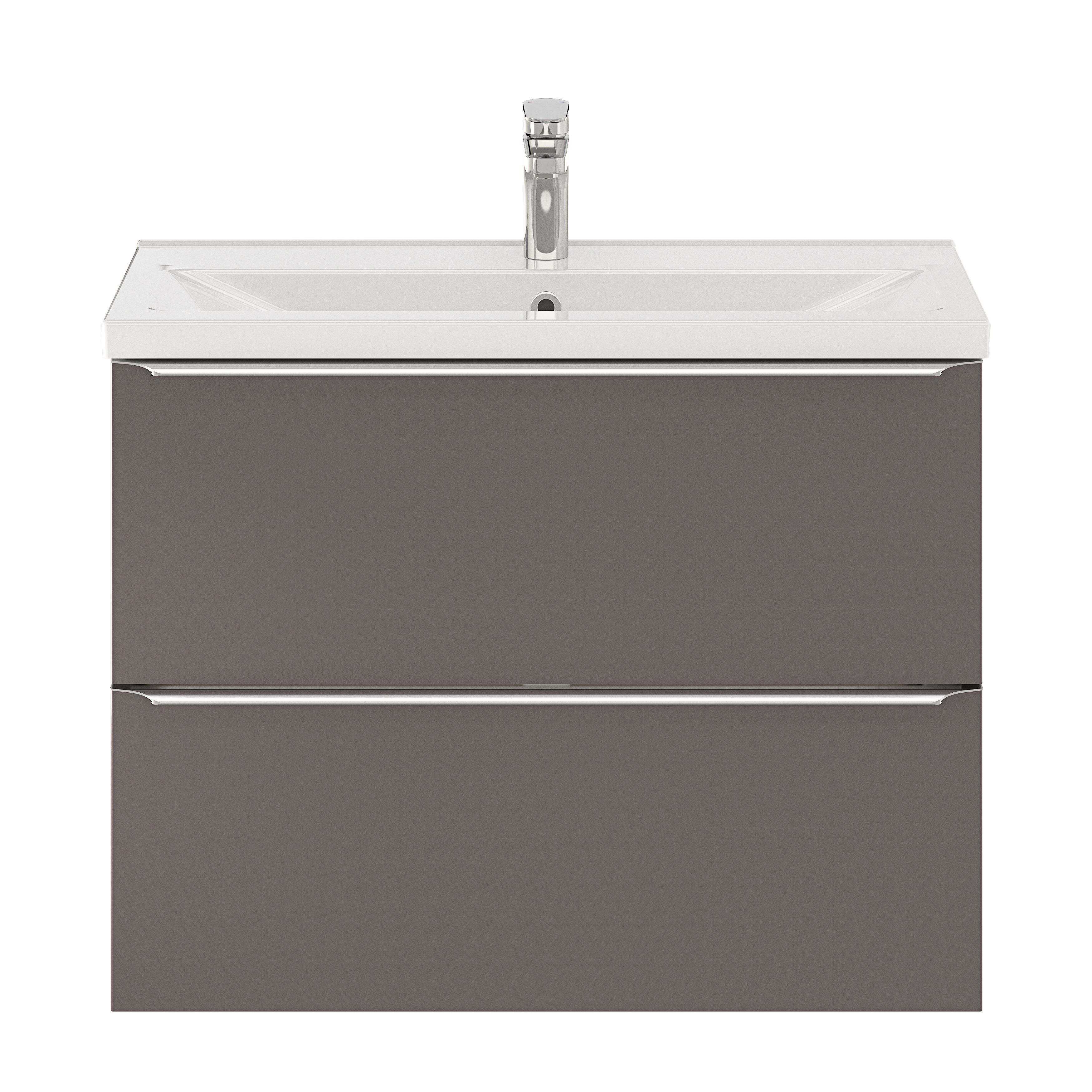 GoodHome Imandra Slimline Gloss Warm Grey Wall-mounted Bathroom Cabinet (H)60cm (W)80cm