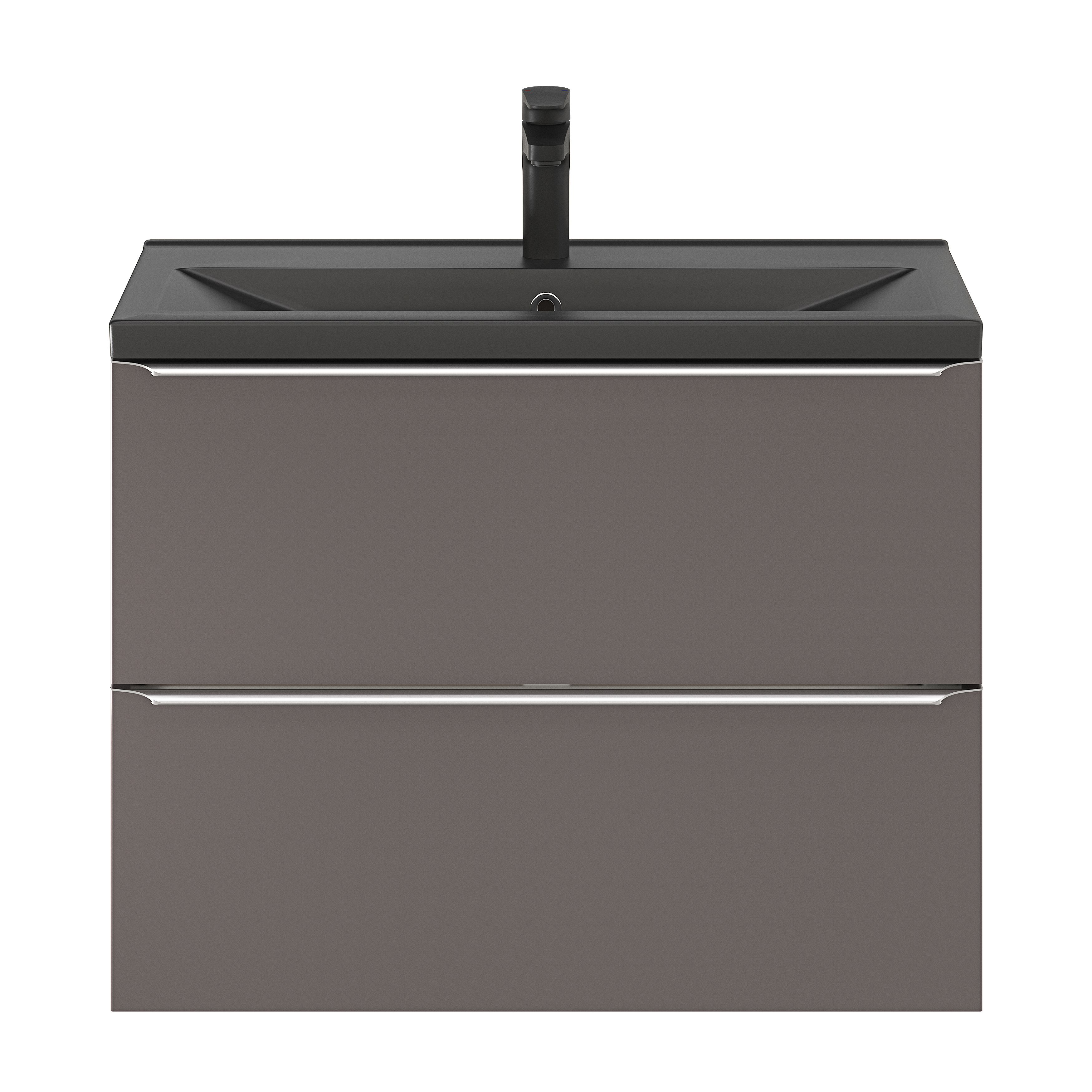 GoodHome Imandra Slimline Gloss Warm Grey Wall-mounted Bathroom Cabinet (H)60cm (W)80cm