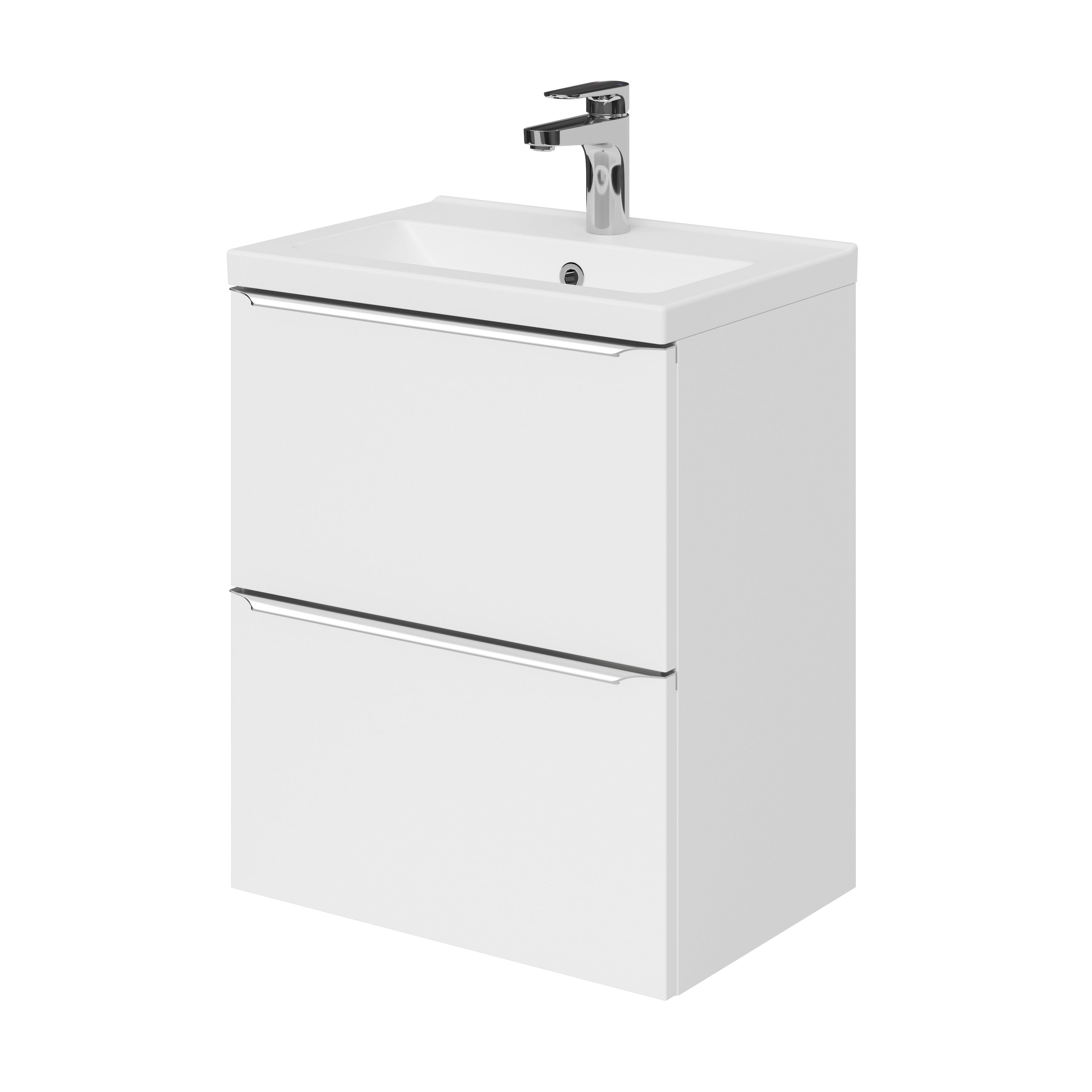GoodHome Imandra Slimline Gloss White Wall-mounted Bathroom Cabinet (H)60cm (W)50cm