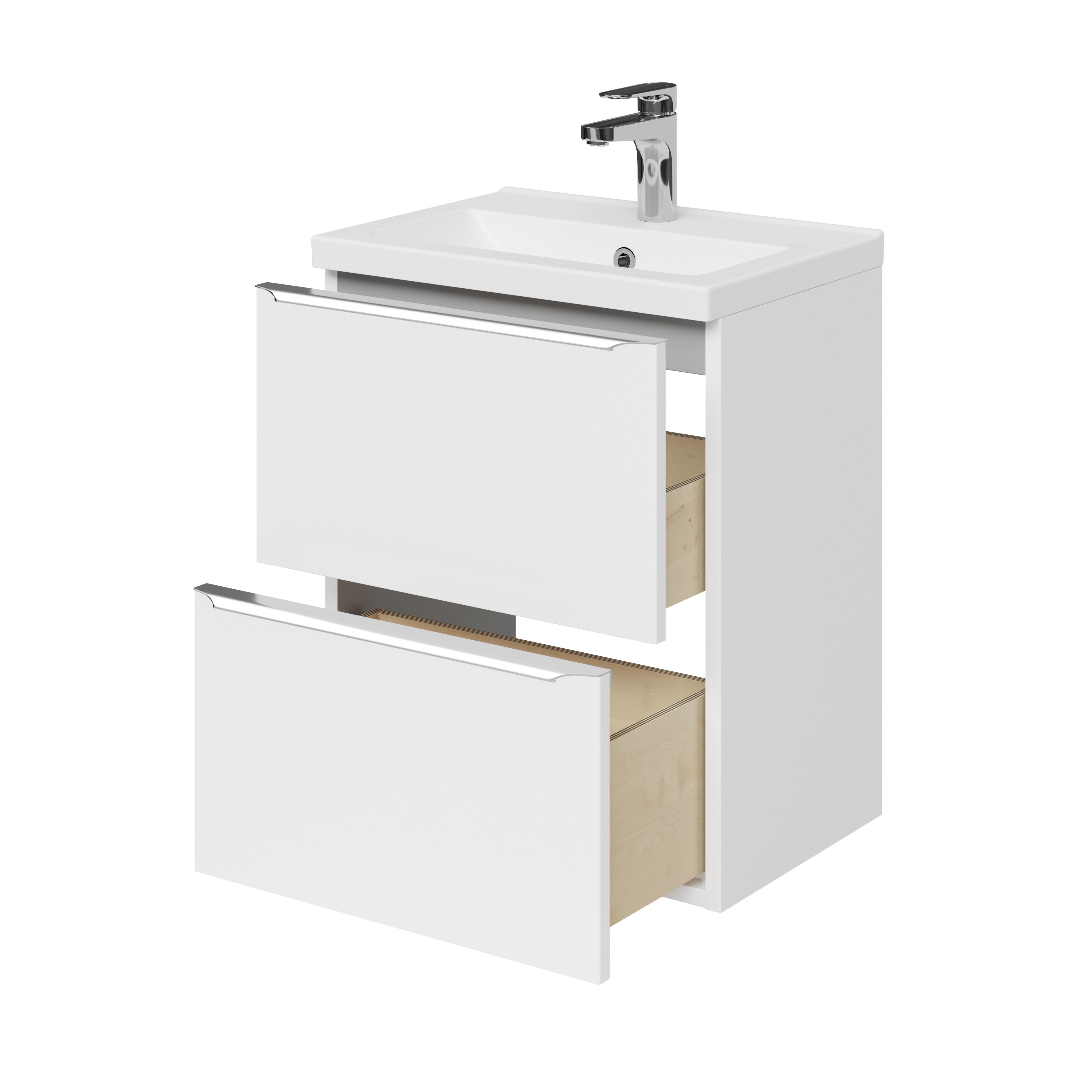 GoodHome Imandra Slimline Gloss White Wall-mounted Bathroom Cabinet (H)60cm (W)50cm