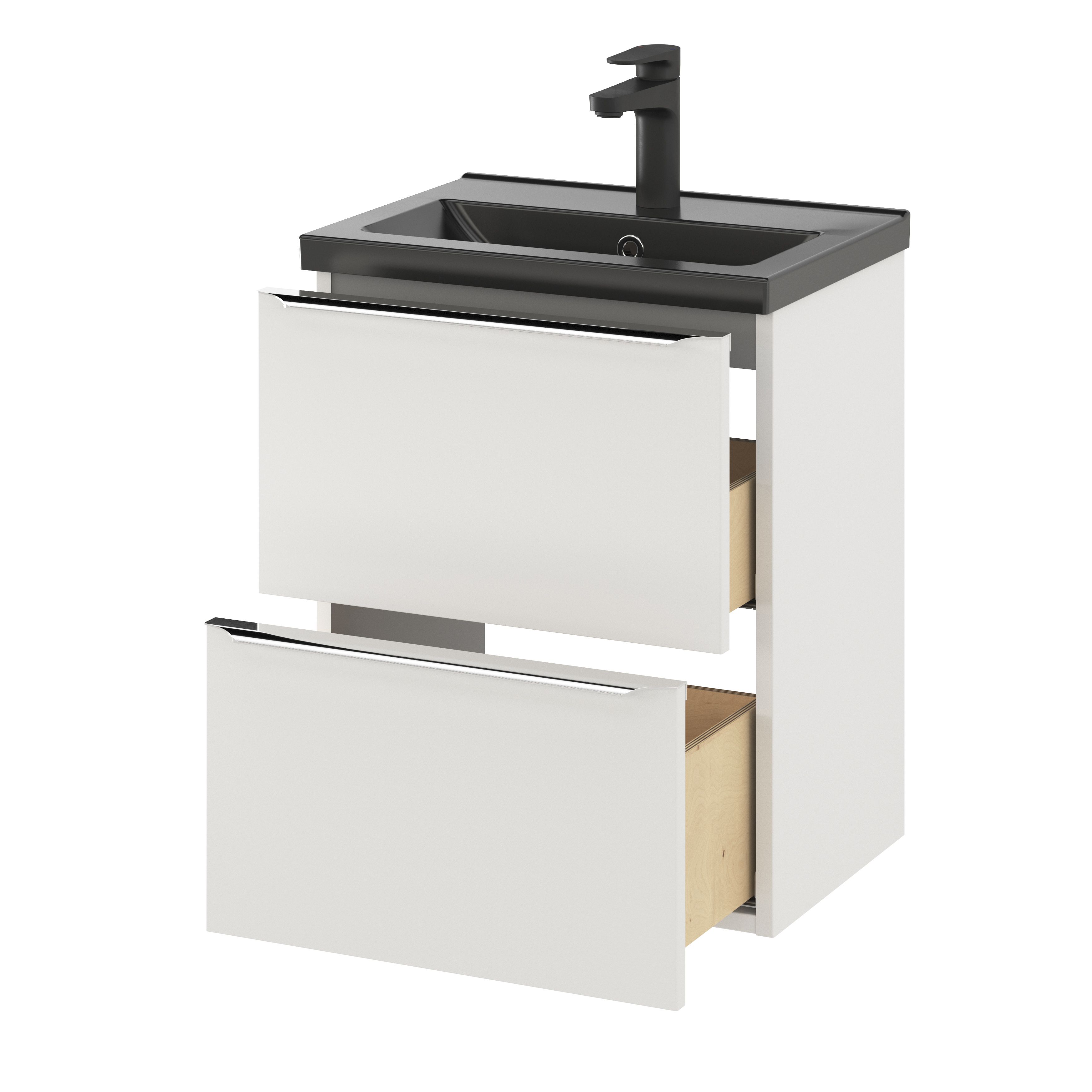 GoodHome Imandra Slimline Gloss White Wall-mounted Bathroom Cabinet (H)60cm (W)50cm