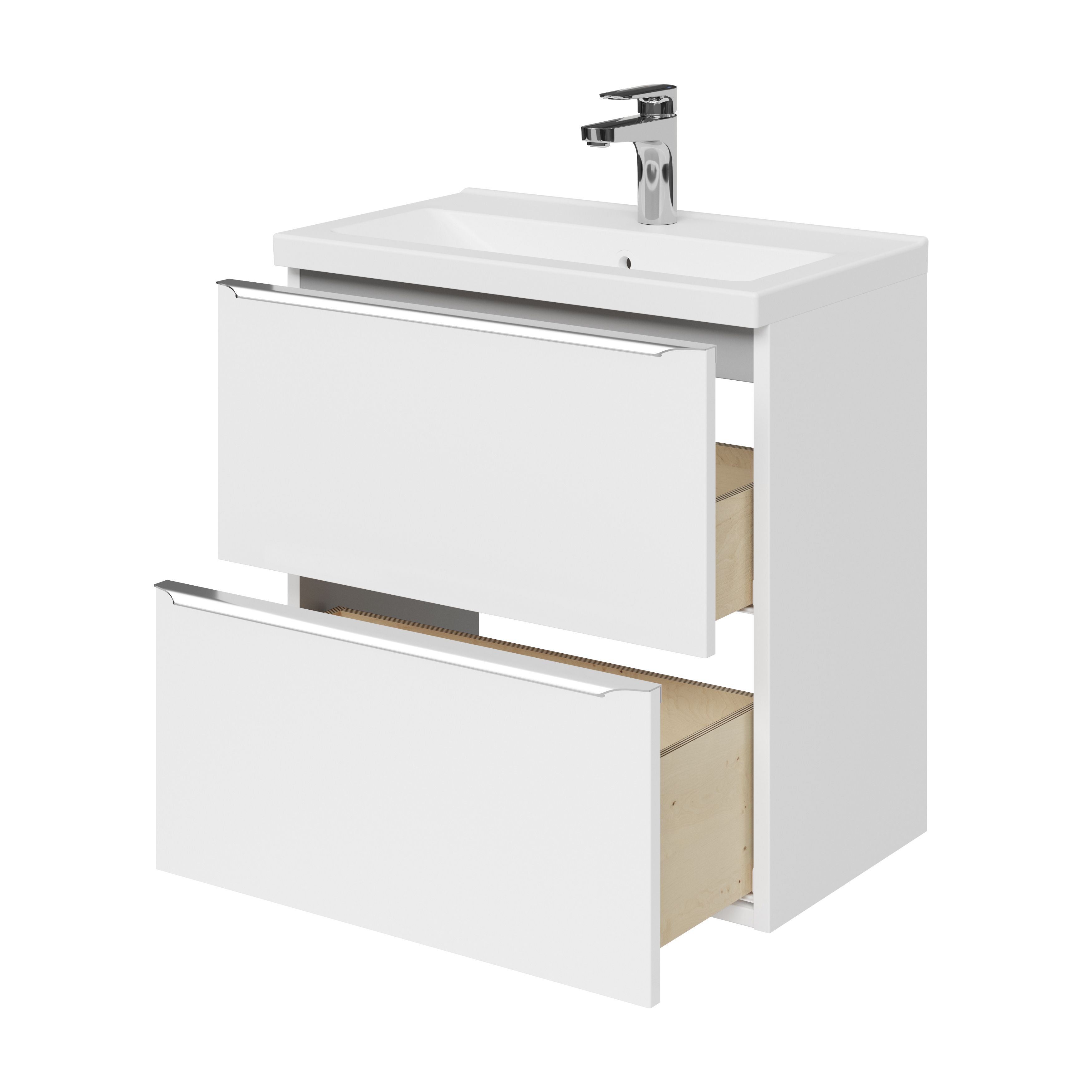 GoodHome Imandra Slimline Gloss White Wall-mounted Bathroom Cabinet (H)60cm (W)60cm
