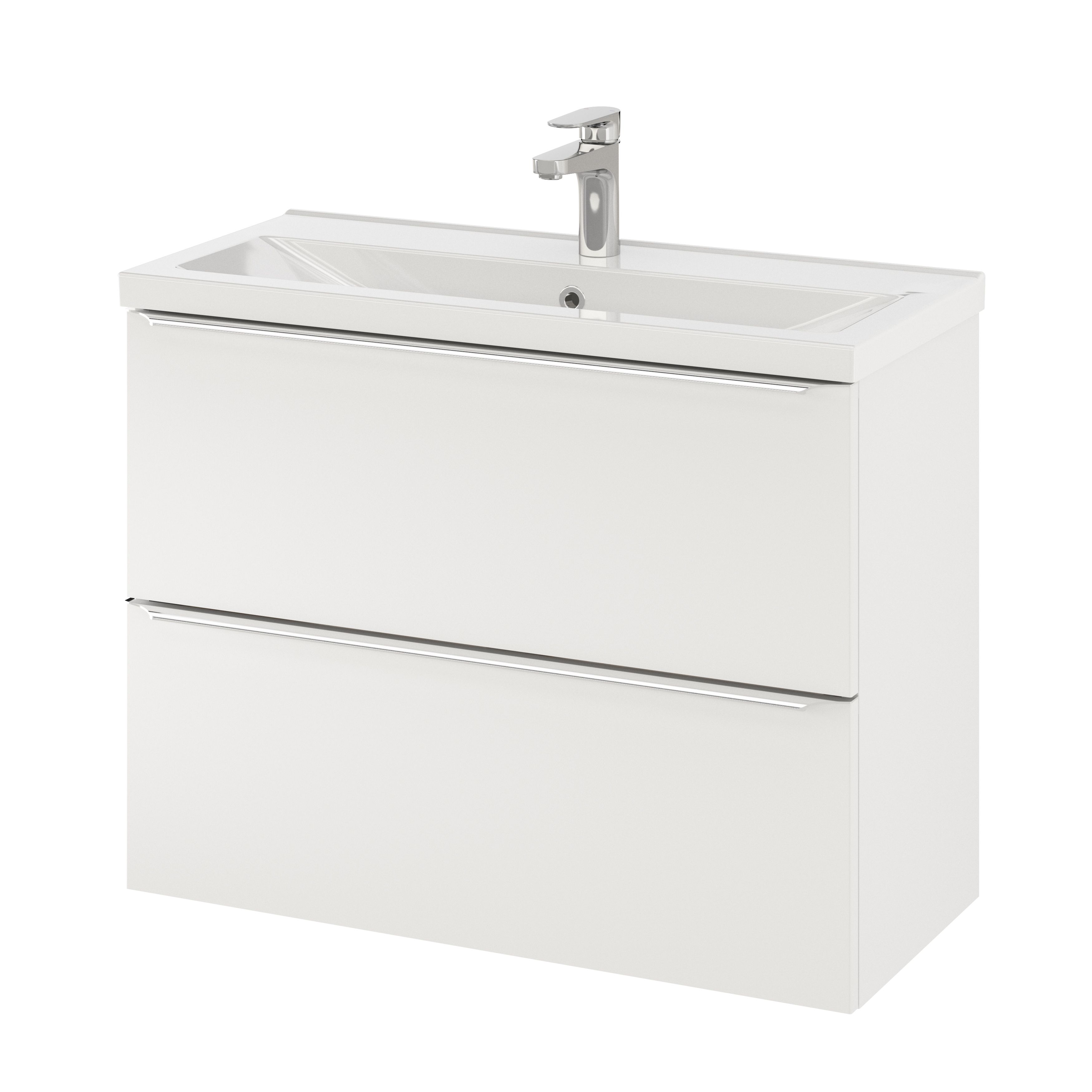 GoodHome Imandra Slimline Gloss White Wall-mounted Bathroom Cabinet (H)60cm (W)80cm
