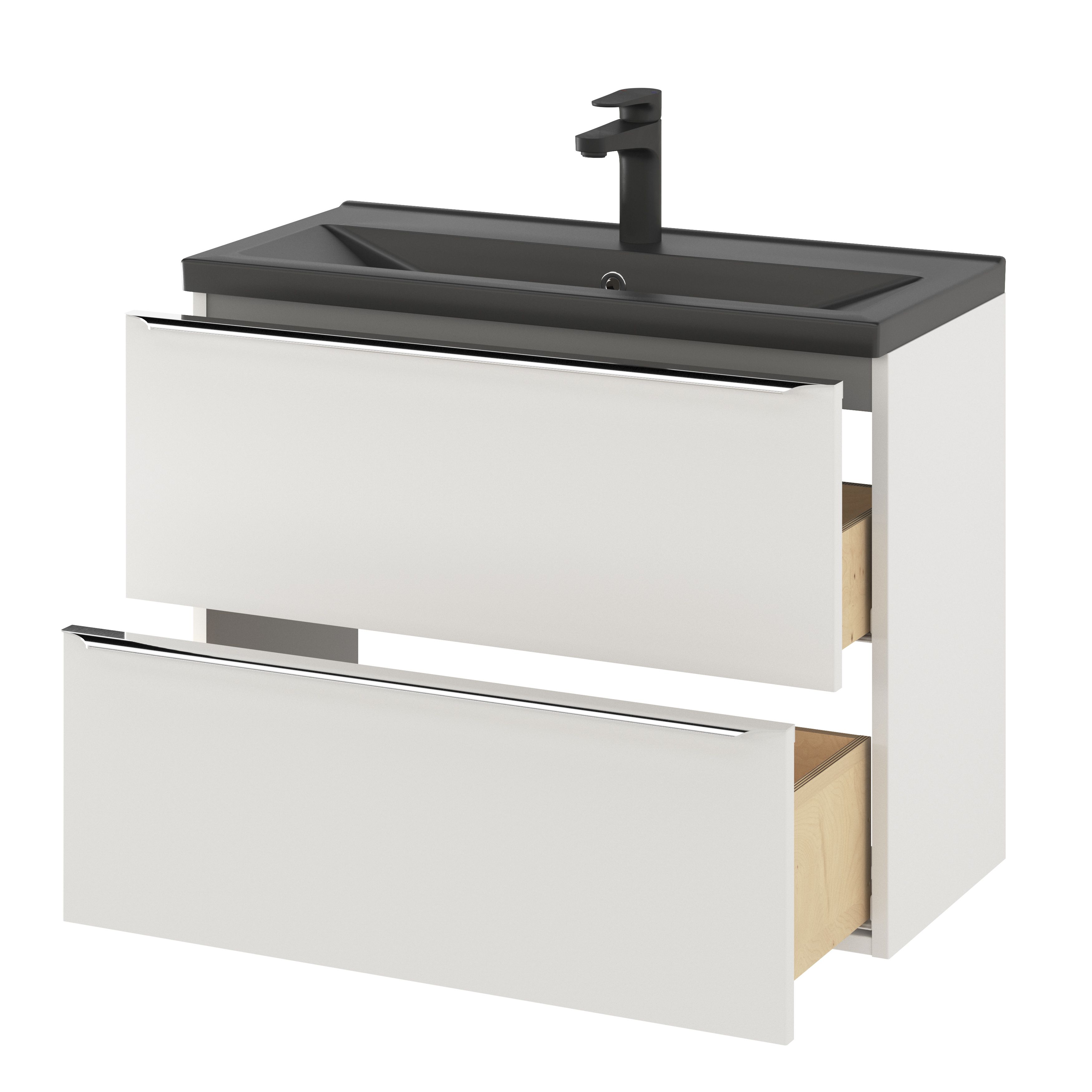 GoodHome Imandra Slimline Gloss White Wall-mounted Bathroom Cabinet (H)60cm (W)80cm