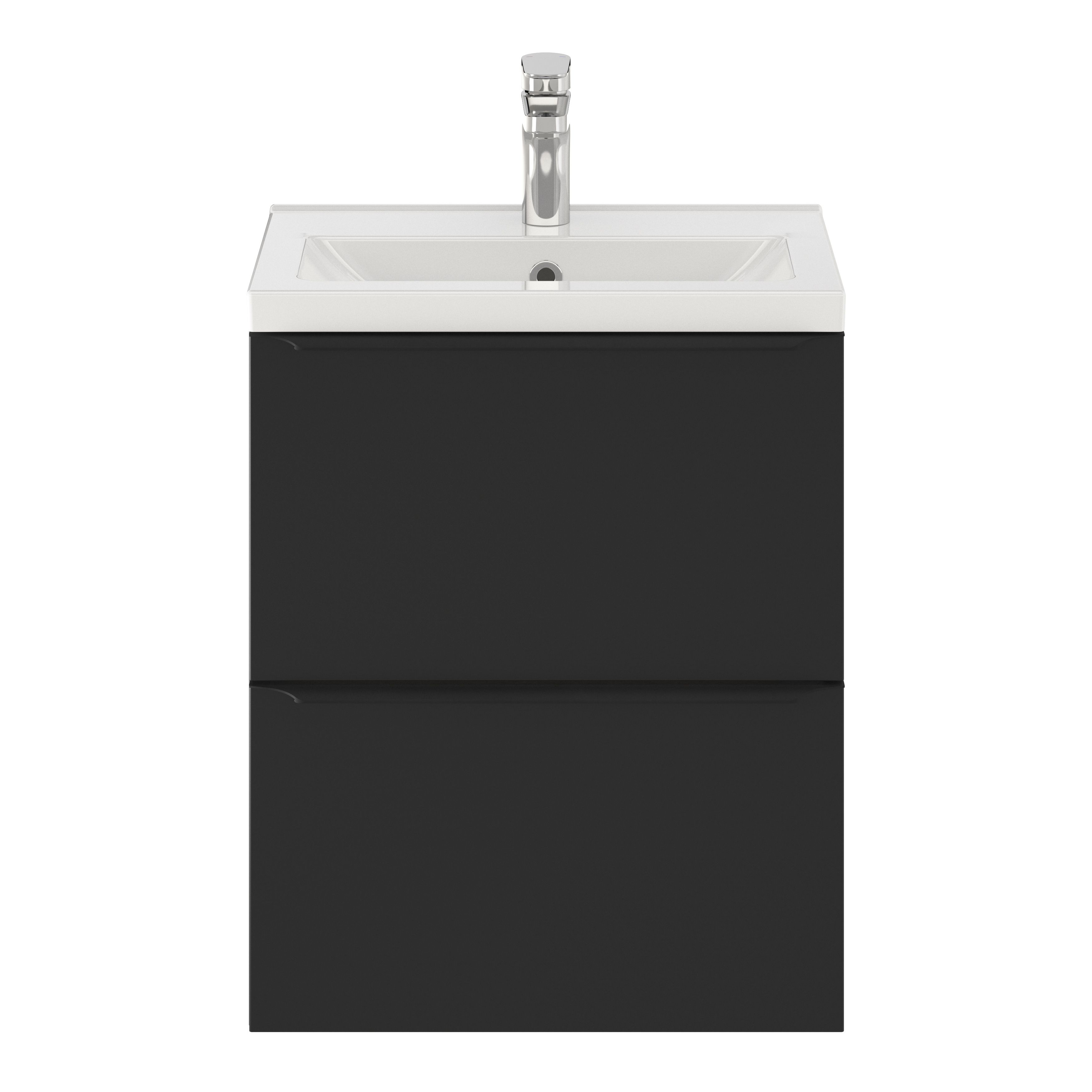 GoodHome Imandra Slimline Matt Black Wall-mounted Bathroom Cabinet (H)60cm (W)50cm