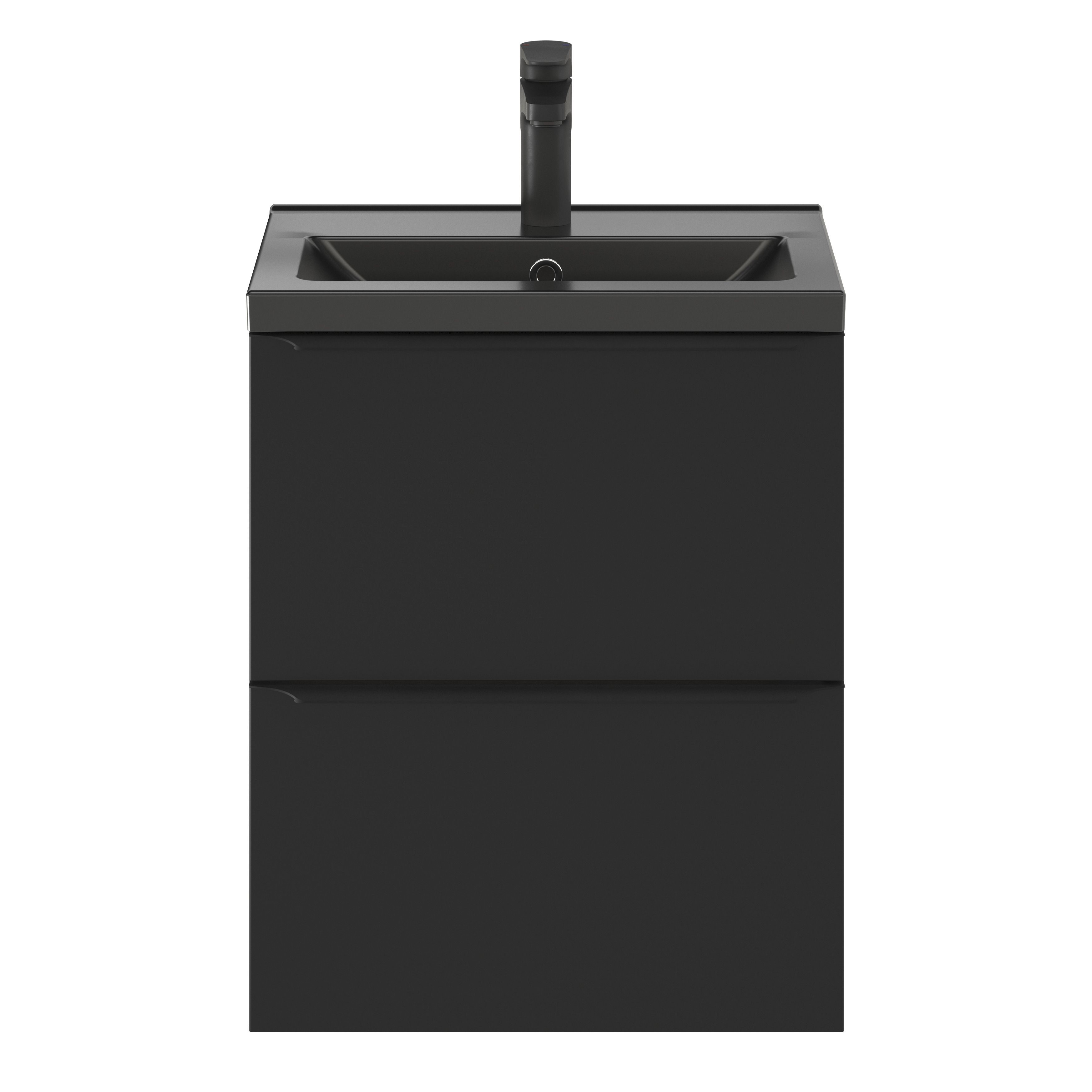 GoodHome Imandra Slimline Matt Black Wall-mounted Bathroom Cabinet (H)60cm (W)50cm