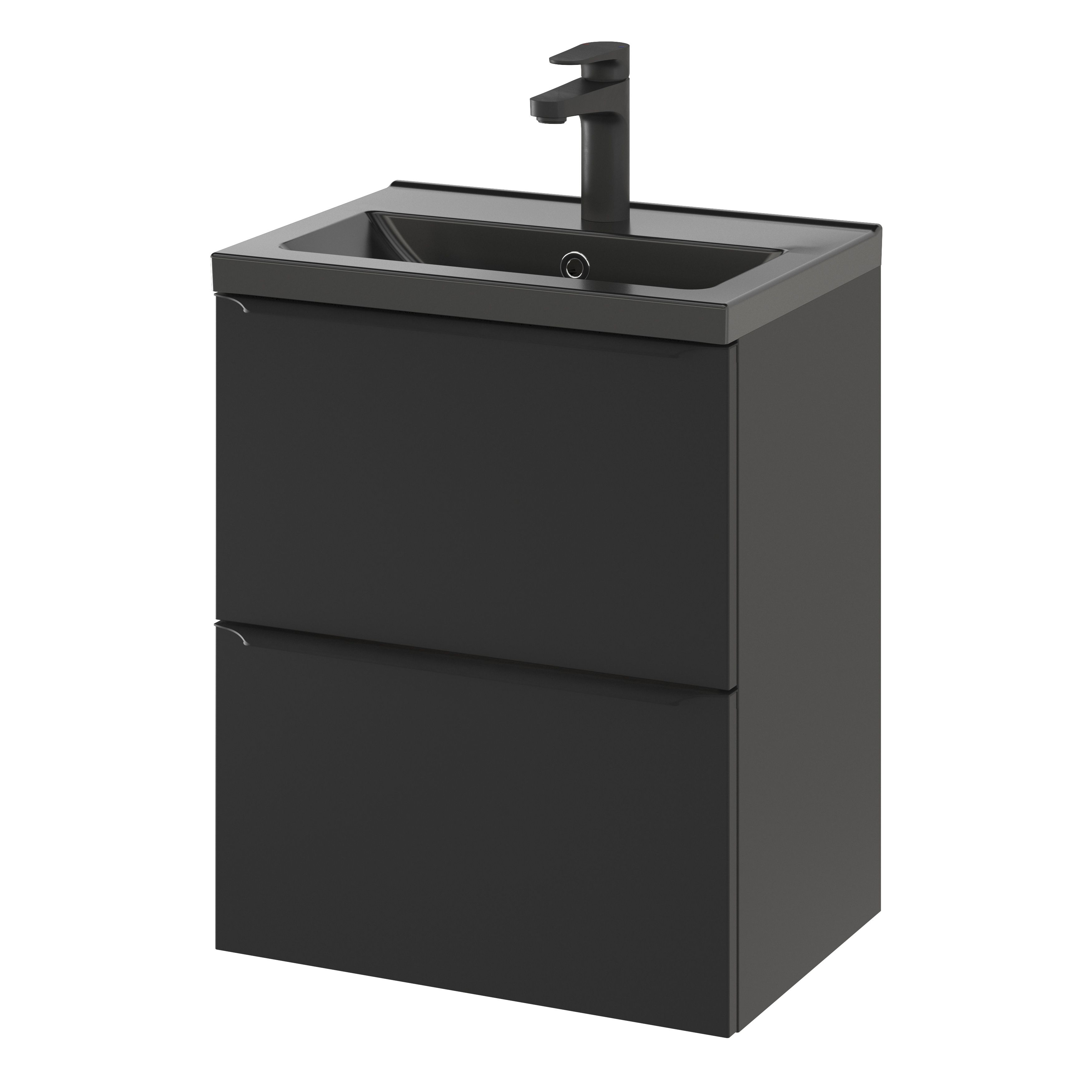 GoodHome Imandra Slimline Matt Black Wall-mounted Bathroom Cabinet (H)60cm (W)50cm