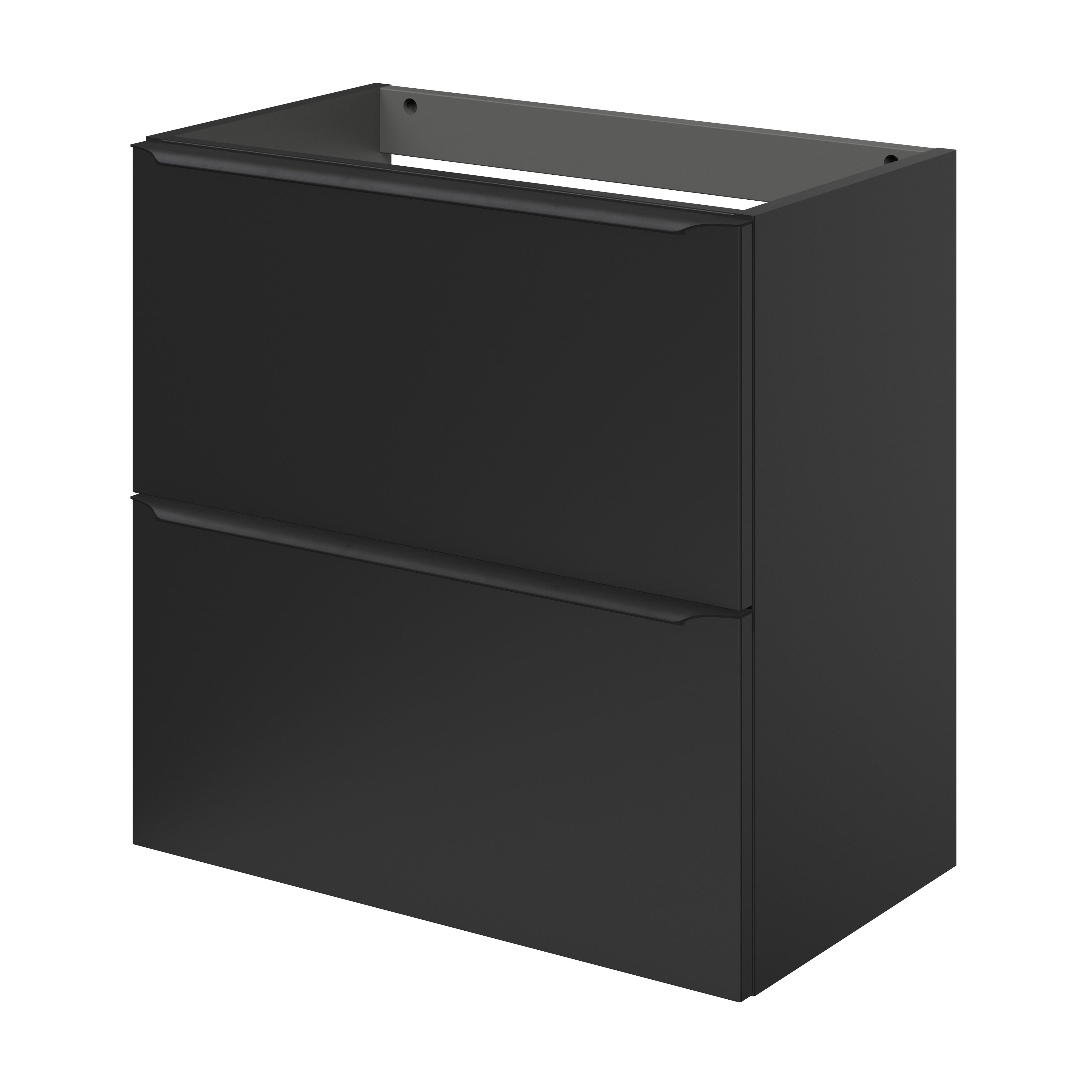 GoodHome Imandra Slimline Matt Black Wall-mounted Bathroom Cabinet (H)60cm (W)60cm