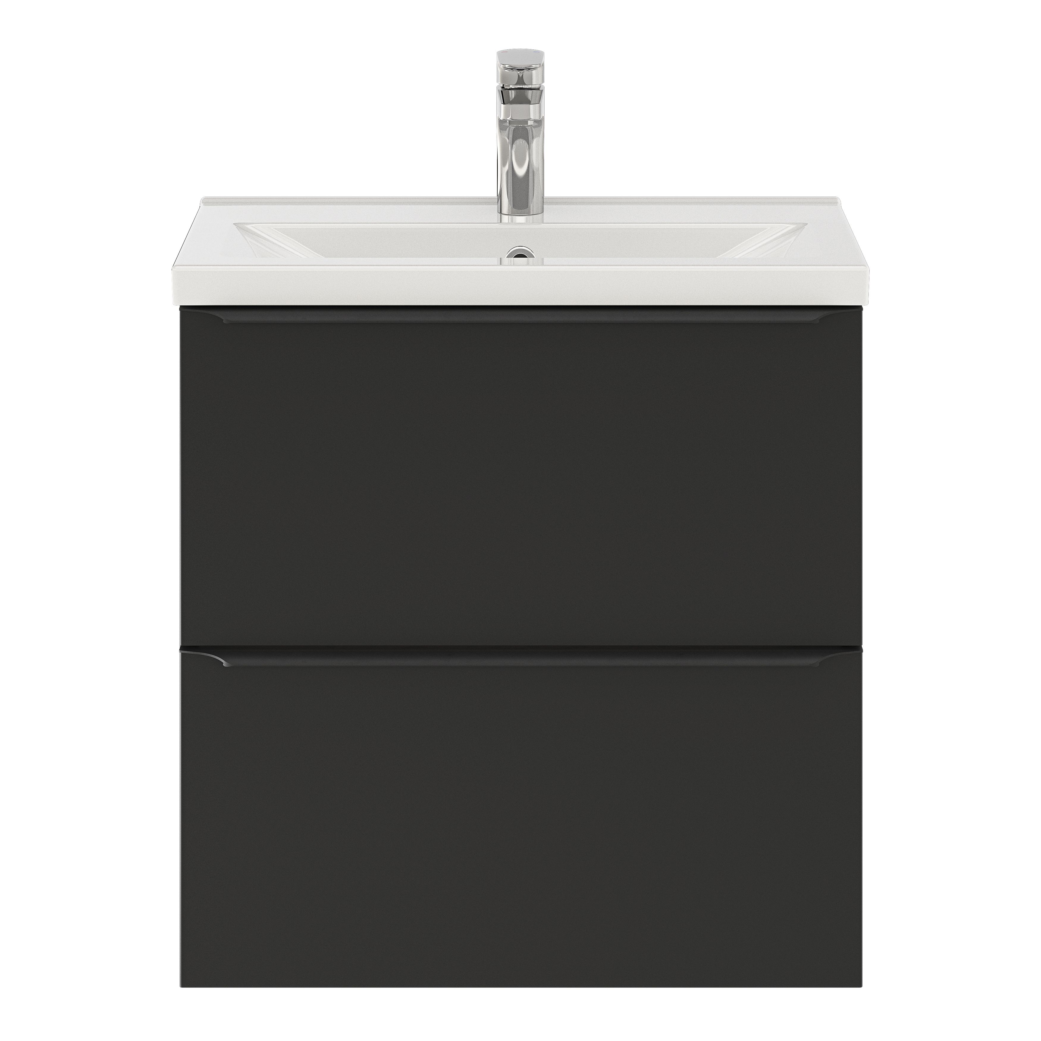GoodHome Imandra Slimline Matt Black Wall-mounted Bathroom Cabinet (H)60cm (W)60cm