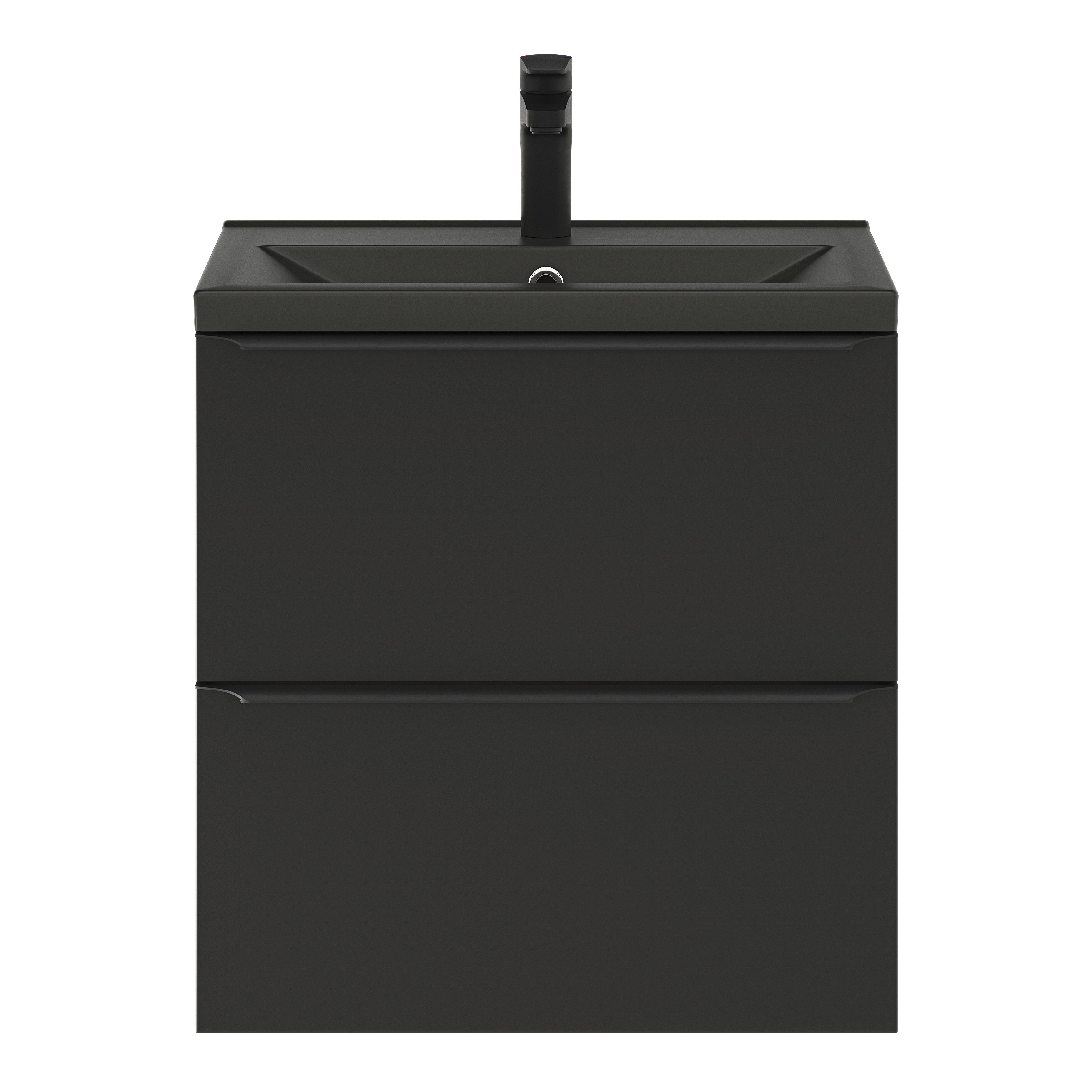 GoodHome Imandra Slimline Matt Black Wall-mounted Bathroom Cabinet (H)60cm (W)60cm