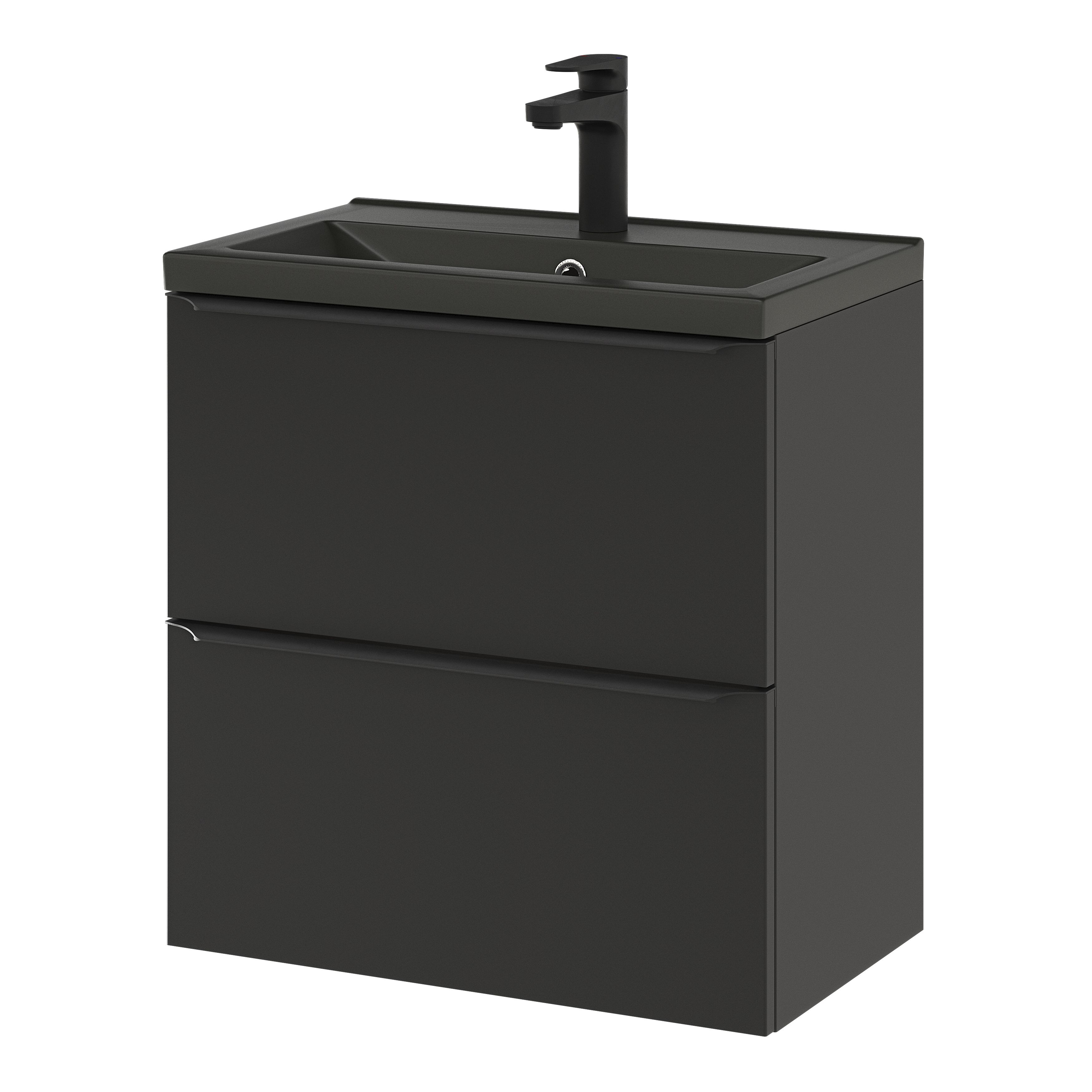 GoodHome Imandra Slimline Matt Black Wall-mounted Bathroom Cabinet (H)60cm (W)60cm