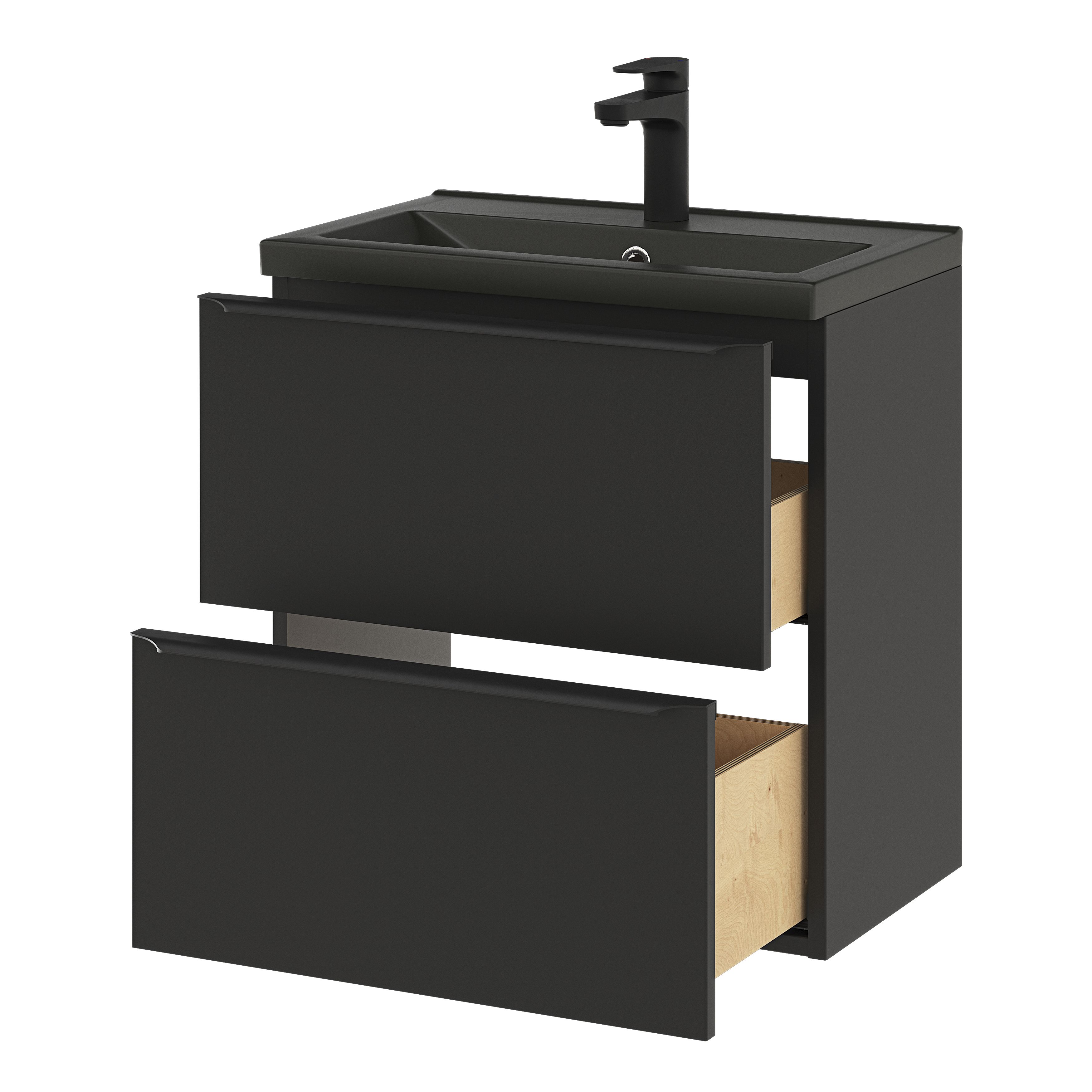 GoodHome Imandra Slimline Matt Black Wall-mounted Bathroom Cabinet (H)60cm (W)60cm