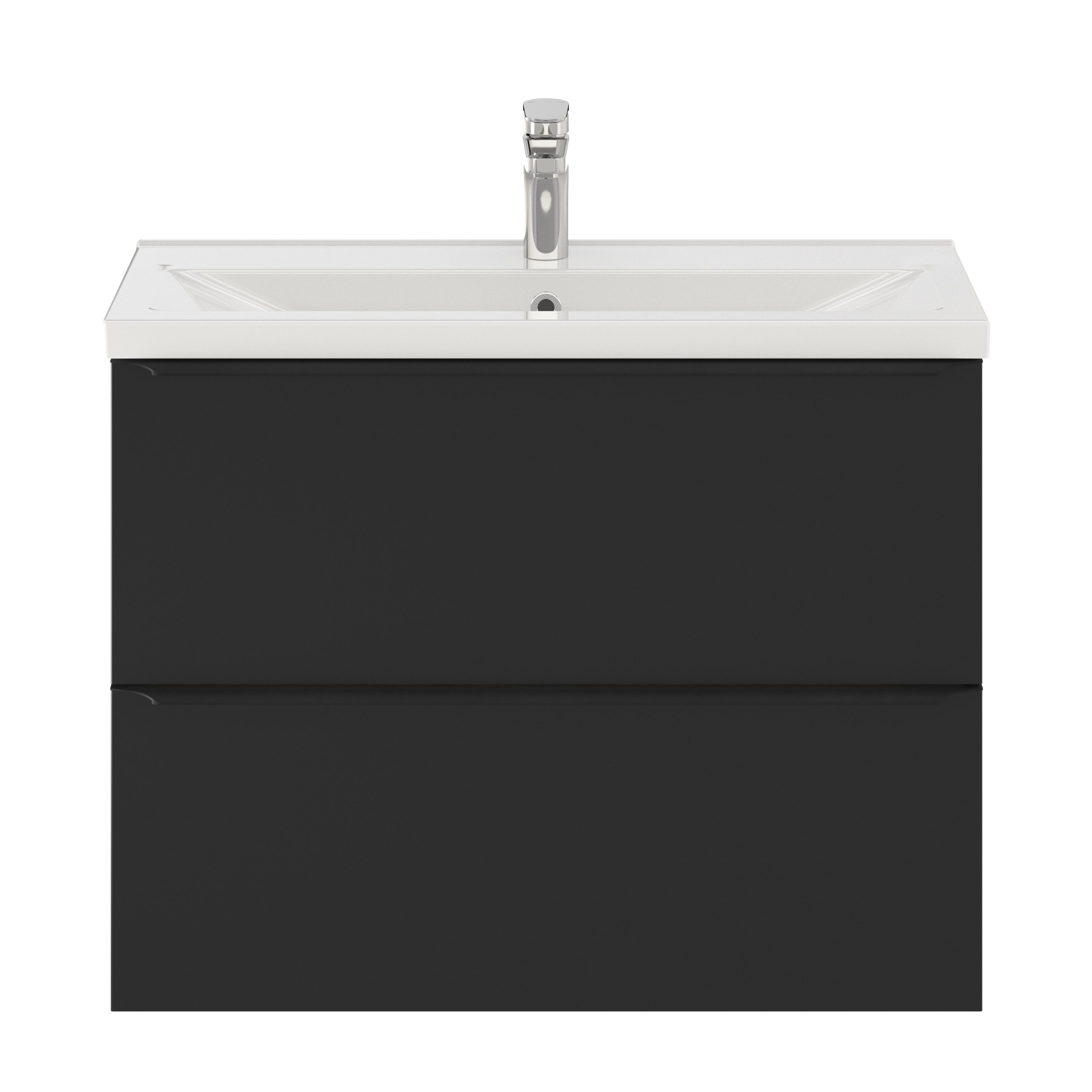 GoodHome Imandra Slimline Matt Black Wall-mounted Bathroom Cabinet (H)60cm (W)80cm