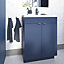 GoodHome Imandra Slimline Matt Blue Double Bathroom Cabinet (H)82cm (W)60cm