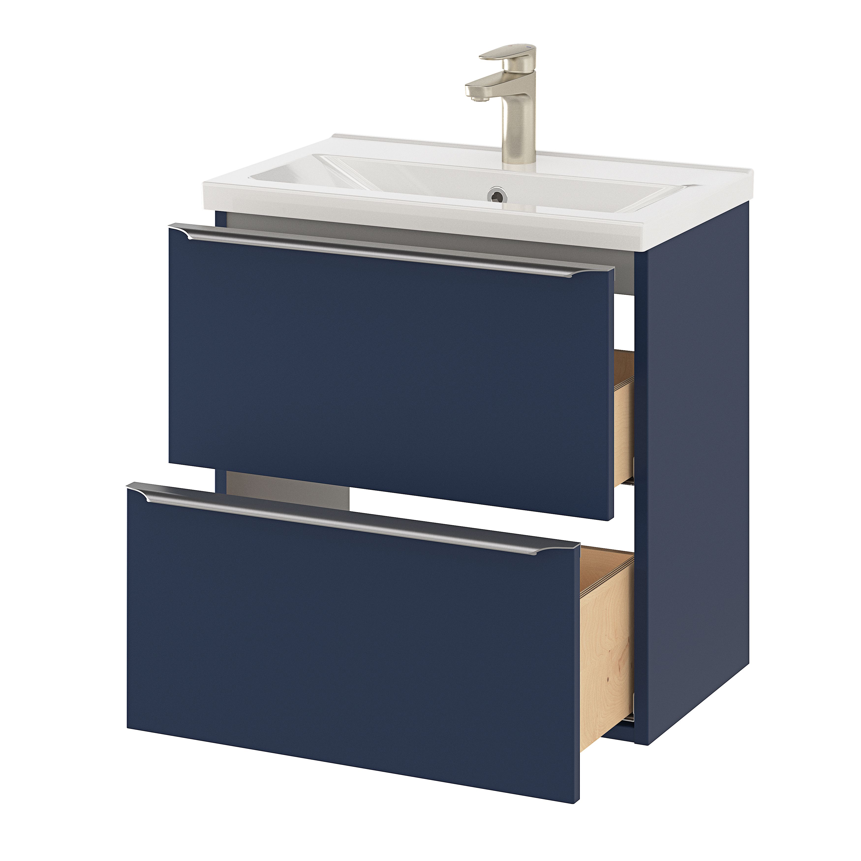 GoodHome Imandra Slimline Matt Blue Wall-mounted Bathroom Cabinet (H)60cm (W)60cm