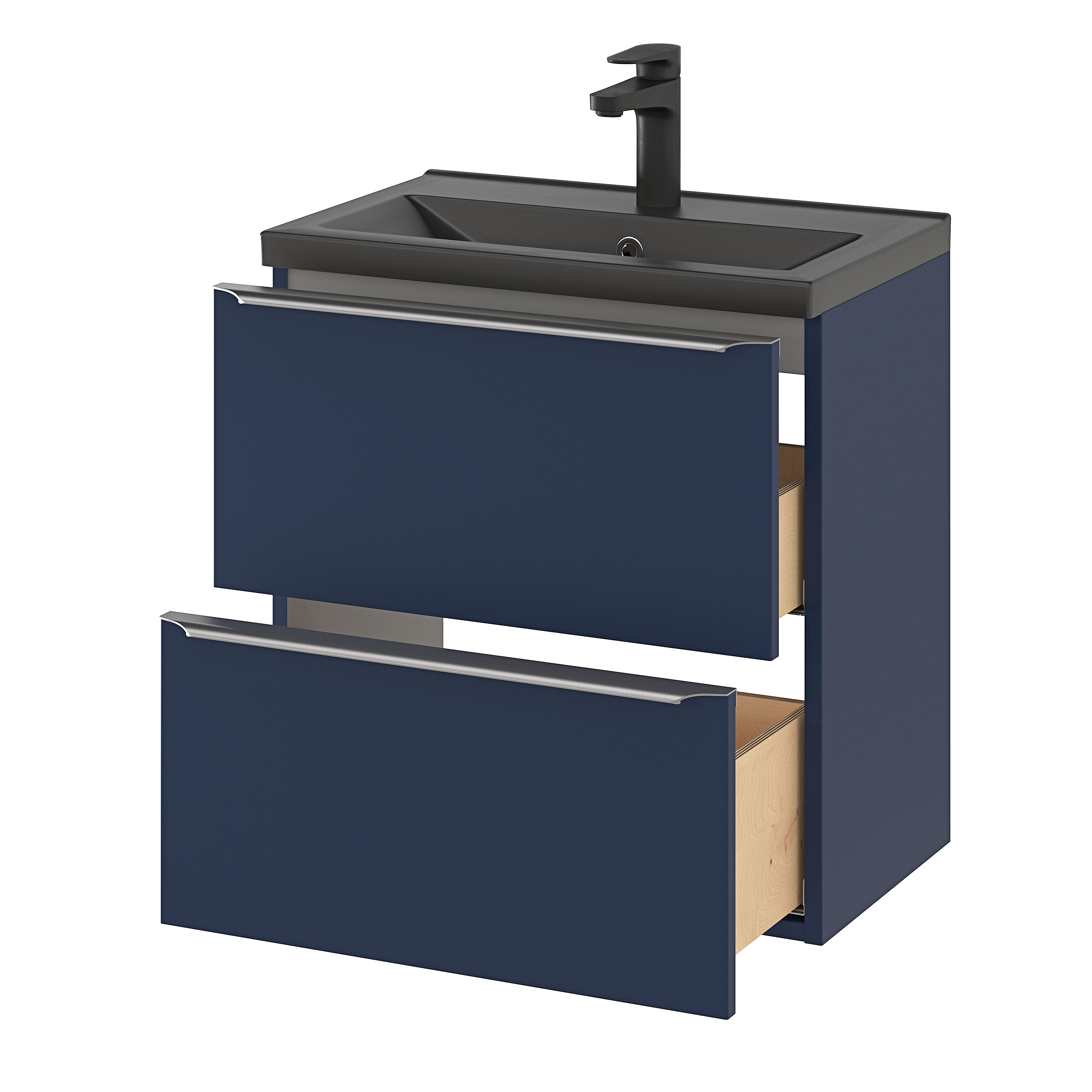 GoodHome Imandra Slimline Matt Blue Wall-mounted Bathroom Cabinet (H)60cm (W)60cm