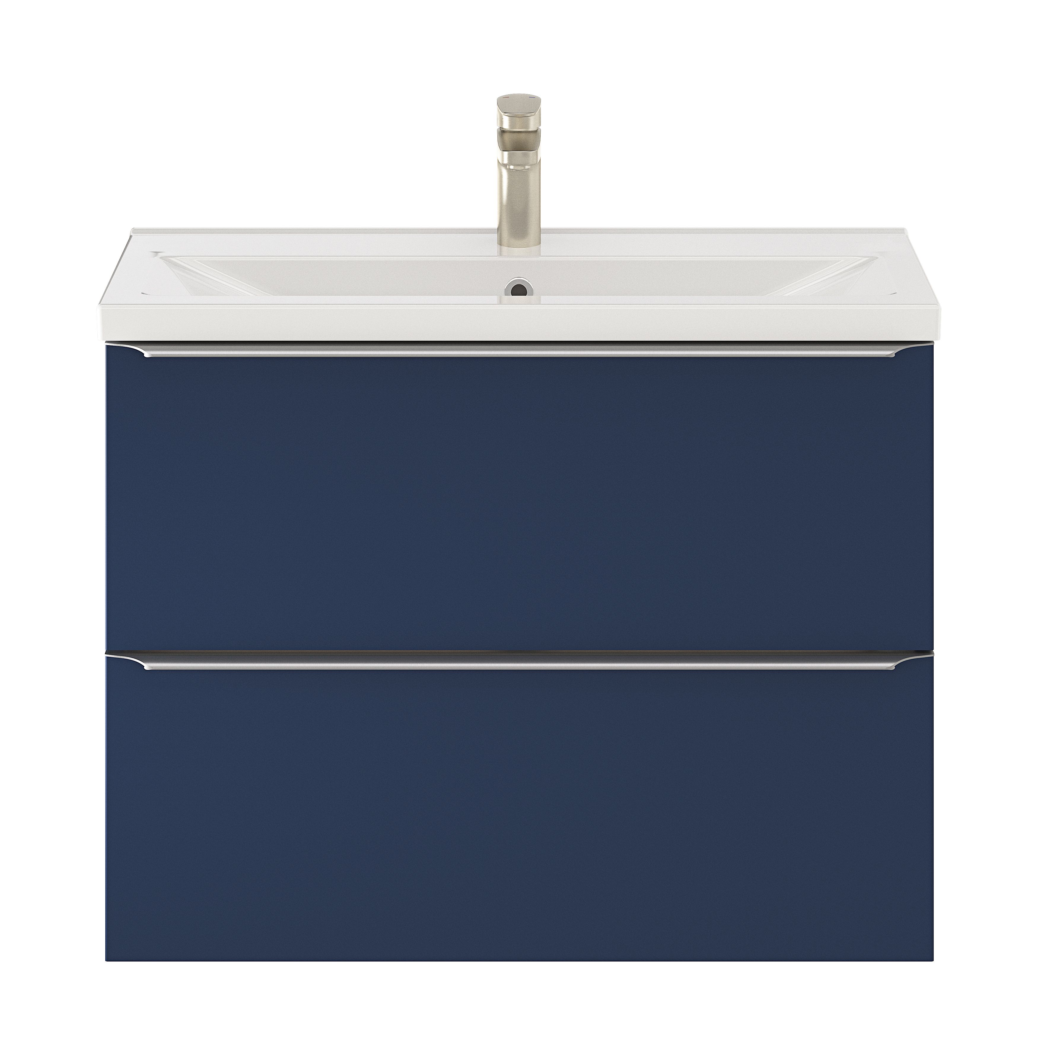 GoodHome Imandra Slimline Matt Blue Wall-mounted Bathroom Cabinet (H)60cm (W)80cm