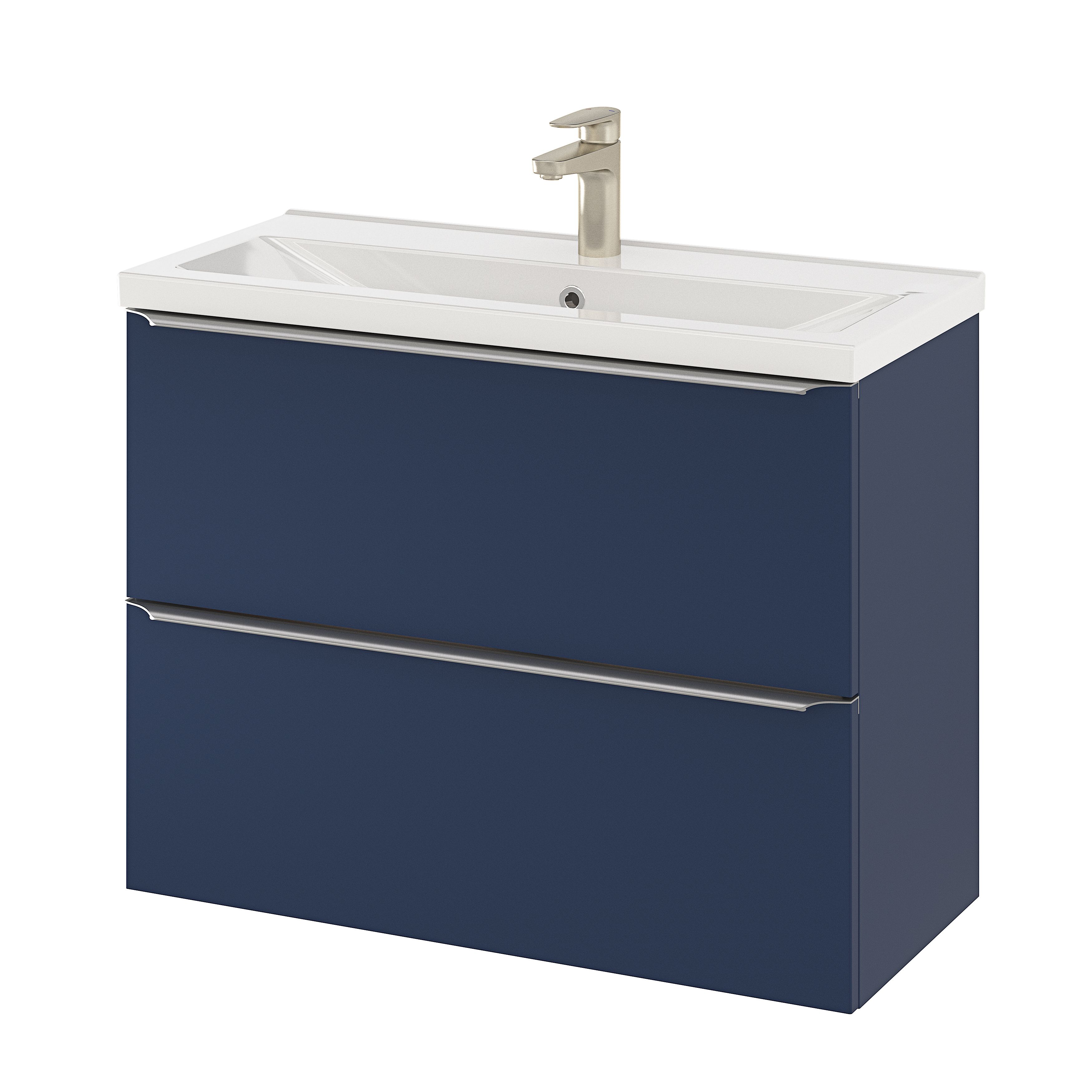 GoodHome Imandra Slimline Matt Blue Wall-mounted Bathroom Cabinet (H)60cm (W)80cm
