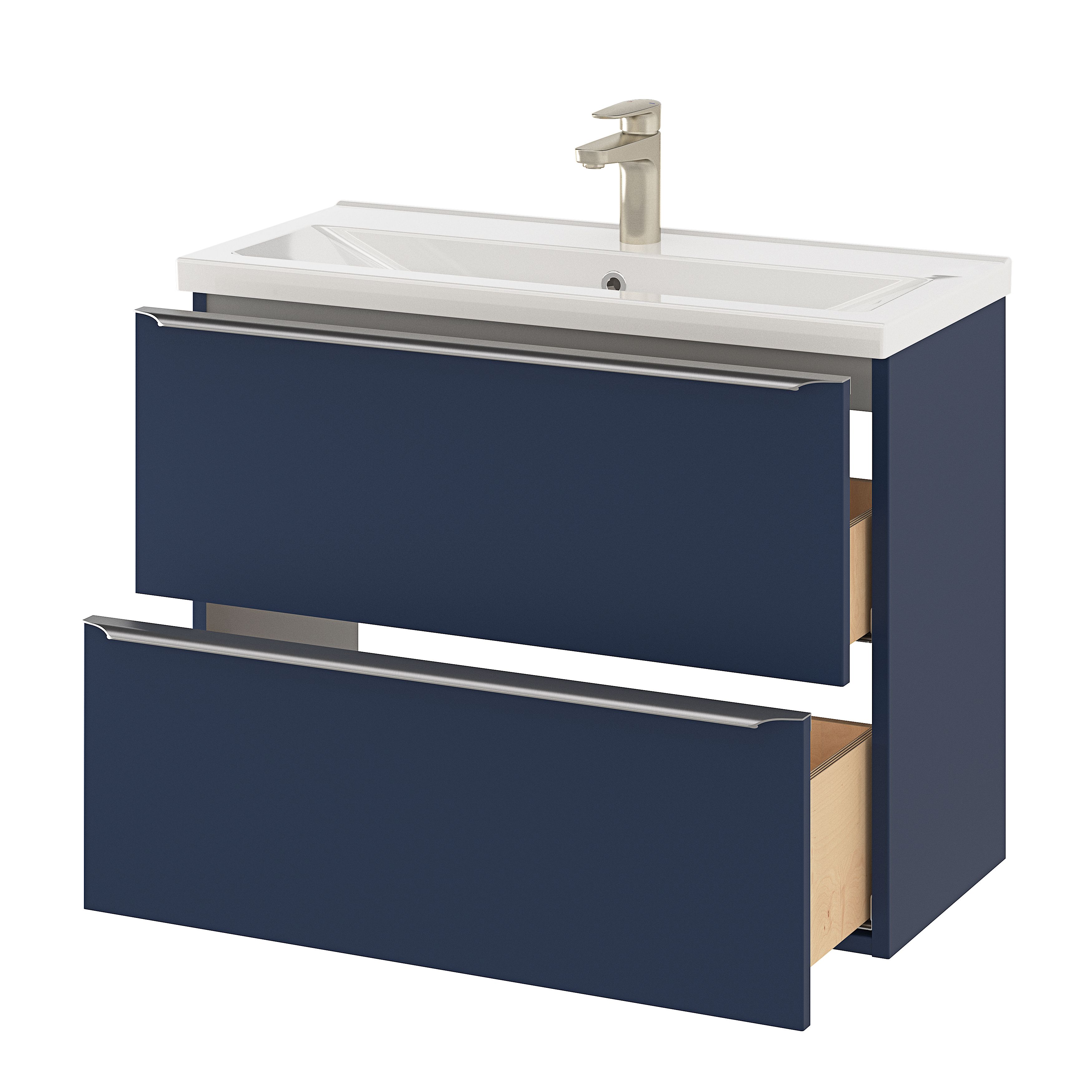 GoodHome Imandra Slimline Matt Blue Wall-mounted Bathroom Cabinet (H)60cm (W)80cm