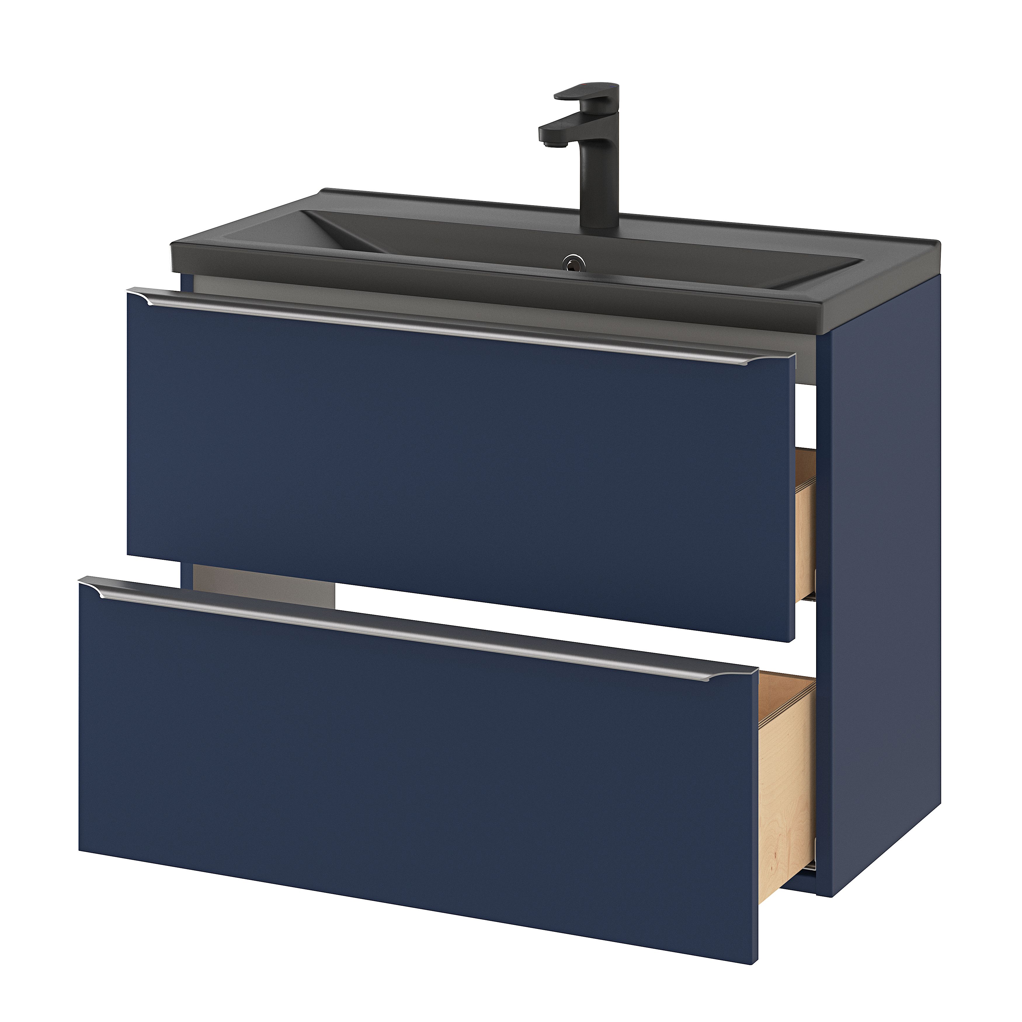 GoodHome Imandra Slimline Matt Blue Wall-mounted Bathroom Cabinet (H)60cm (W)80cm