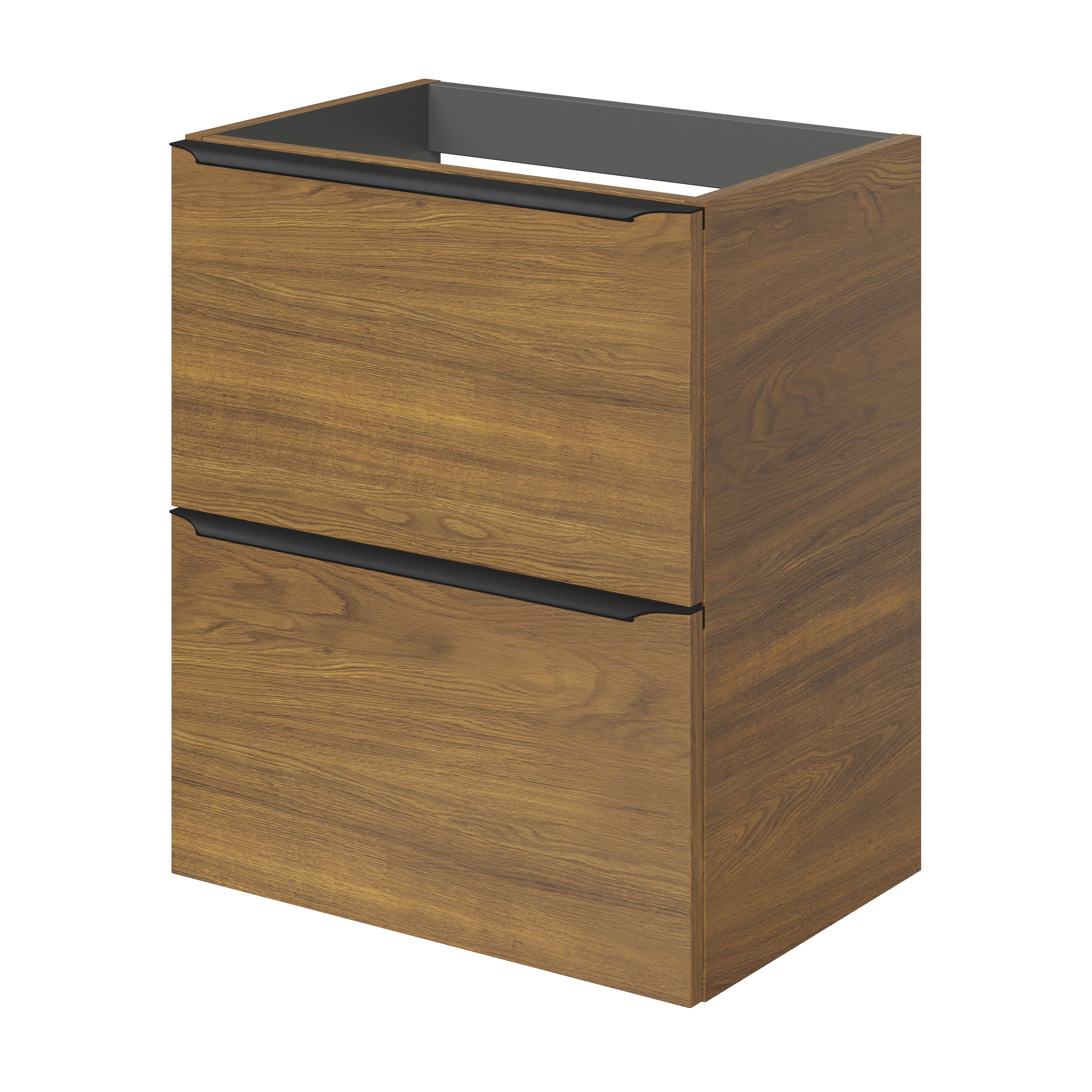 GoodHome Imandra Slimline Walnut effect Wall-mounted Bathroom Cabinet (H)60cm (W)50cm