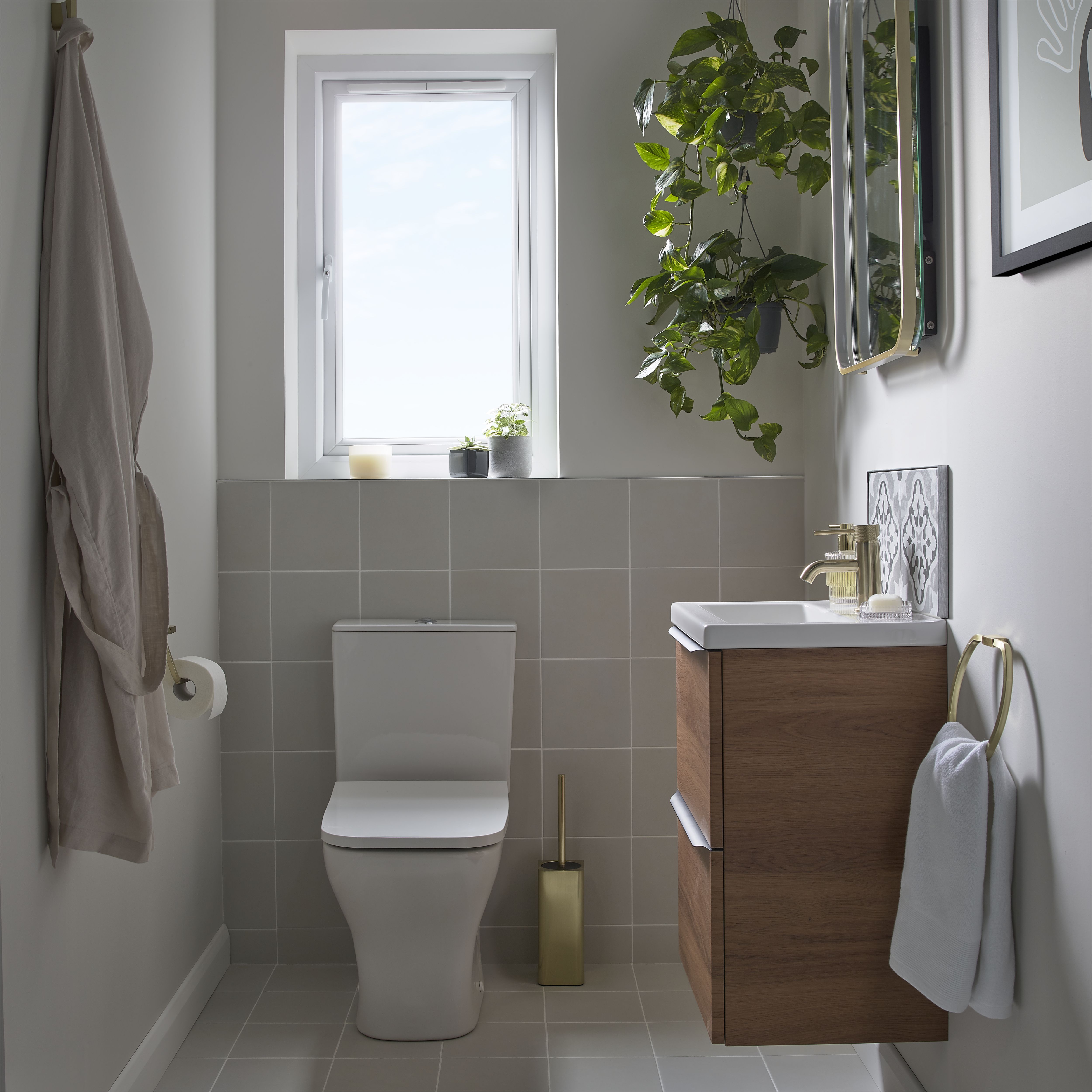 GoodHome Imandra Slimline Walnut effect Wall-mounted Bathroom Cabinet (H)60cm (W)50cm