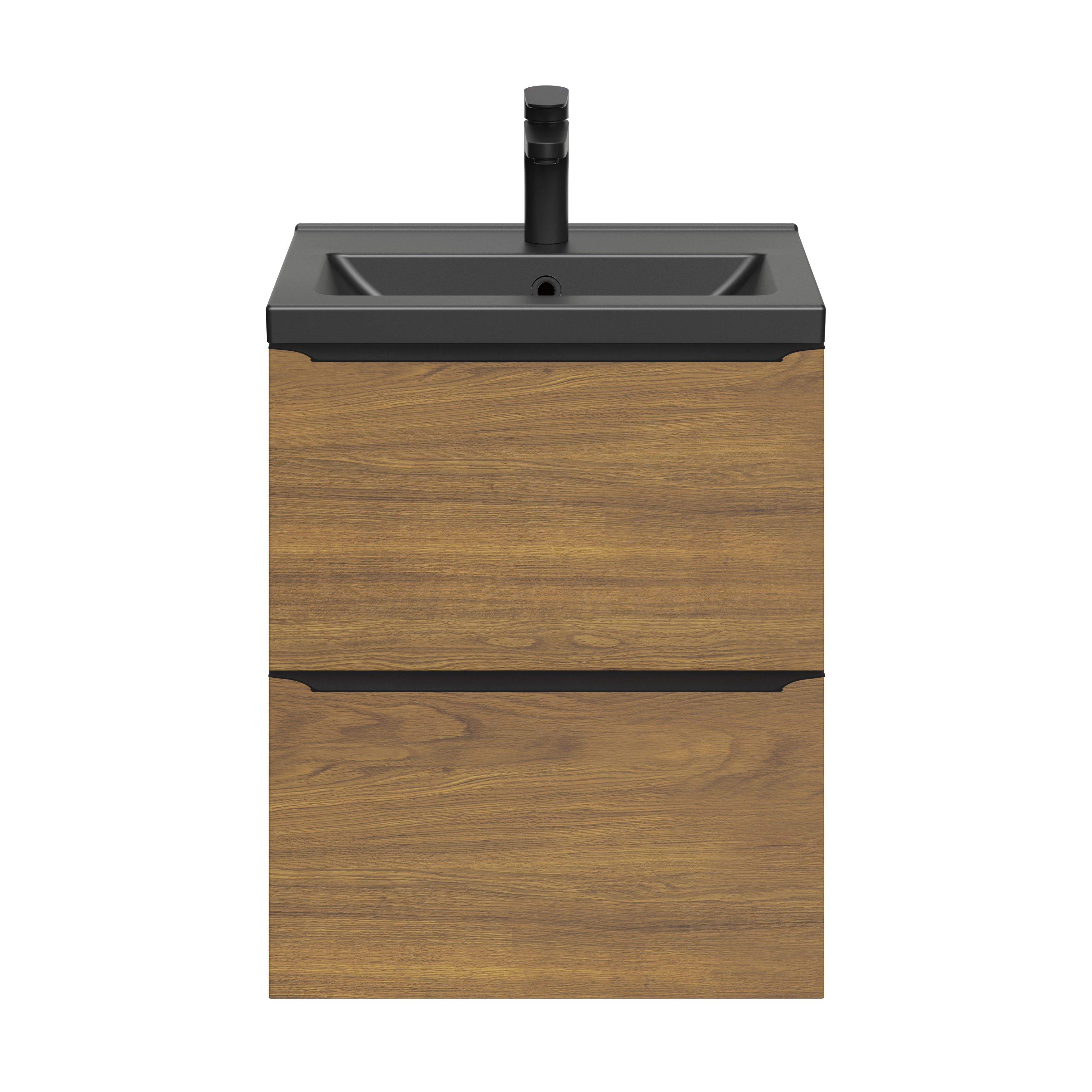 GoodHome Imandra Slimline Walnut effect Wall-mounted Bathroom Cabinet (H)60cm (W)50cm