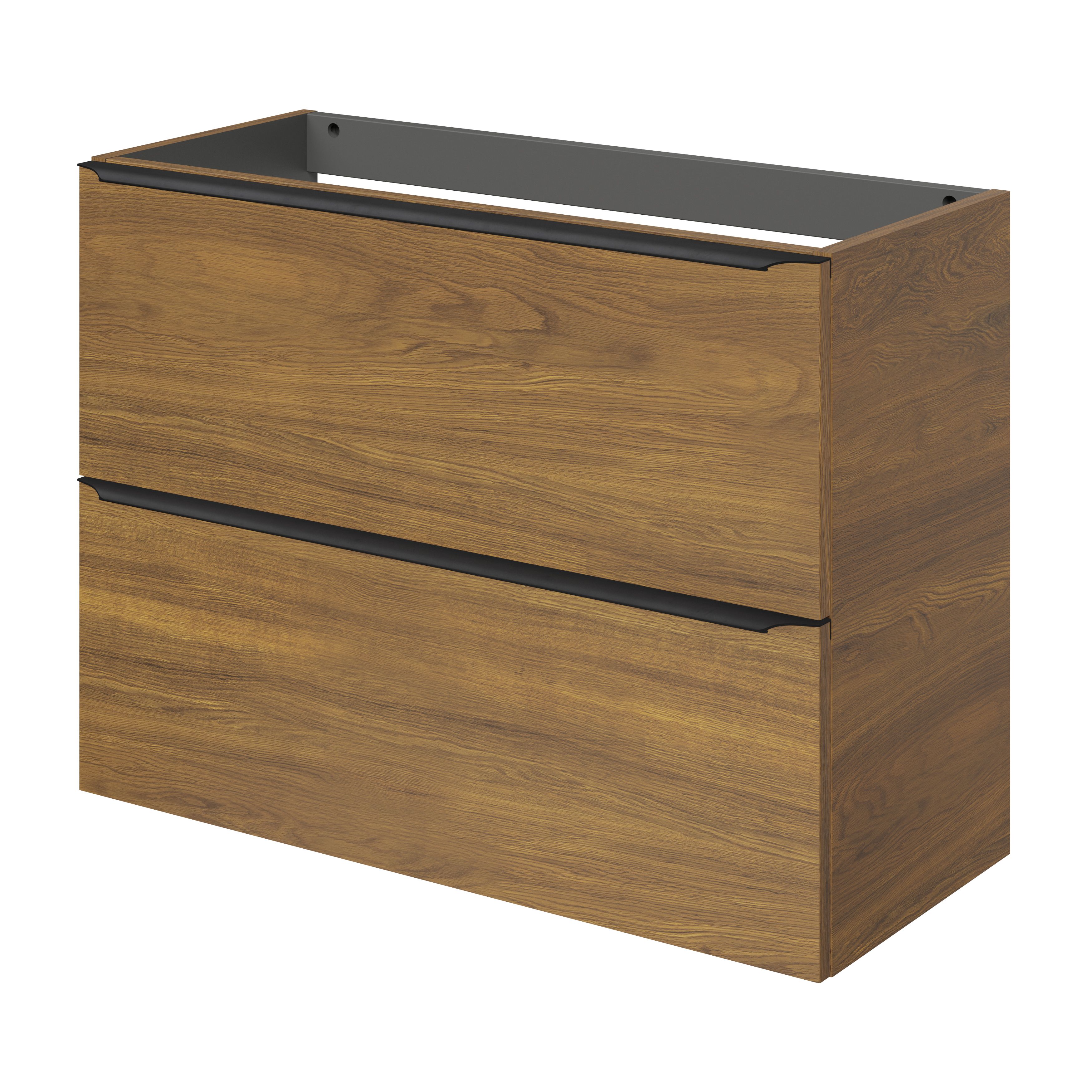 GoodHome Imandra Slimline Walnut effect Wall-mounted Bathroom Cabinet (H)60cm (W)80cm