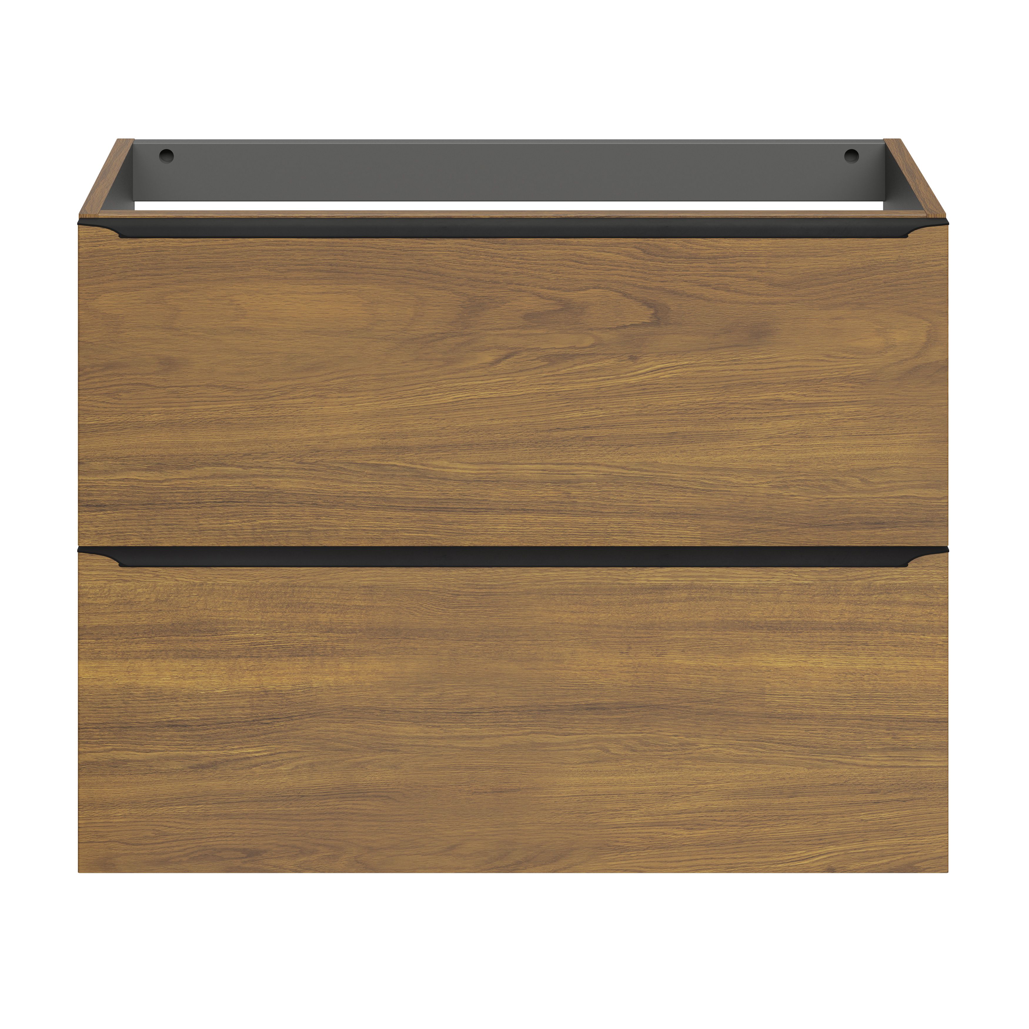 GoodHome Imandra Slimline Walnut effect Wall-mounted Bathroom Cabinet (H)60cm (W)80cm