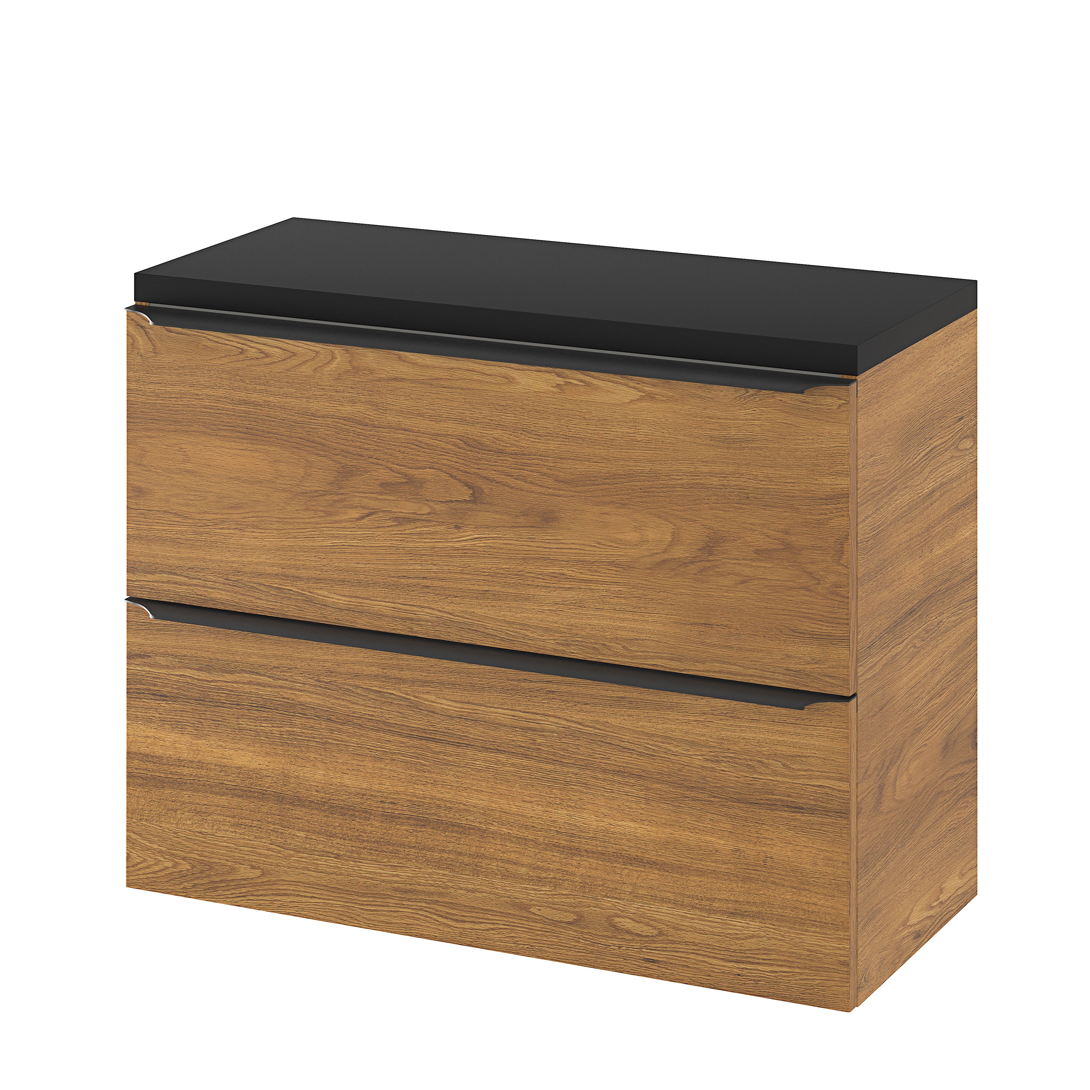 GoodHome Imandra Slimline Walnut effect Wall-mounted Bathroom Cabinet (H)60cm (W)80cm