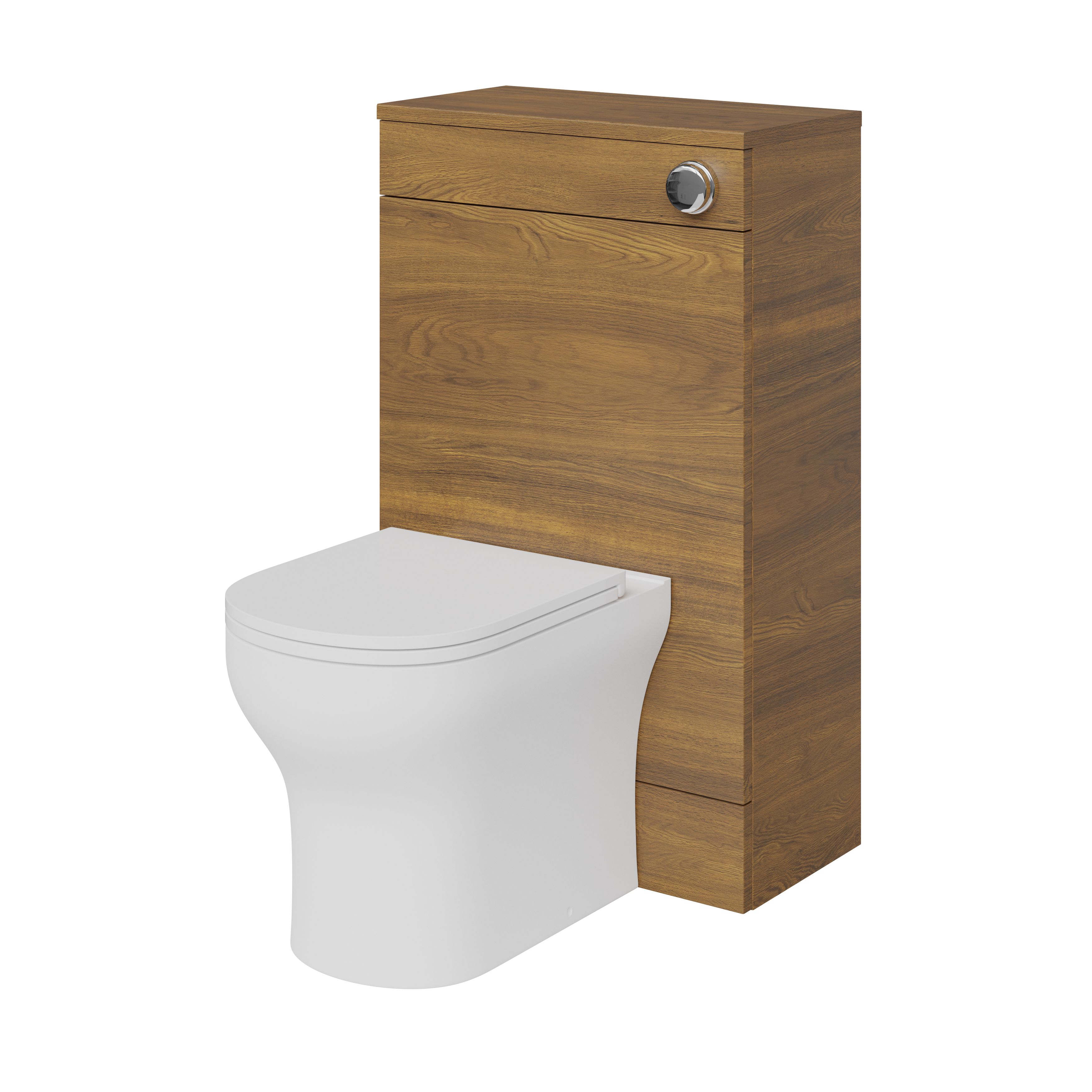 GoodHome Imandra Walnut effect Freestanding Toilet Cabinet (W)500mm (H)840mm