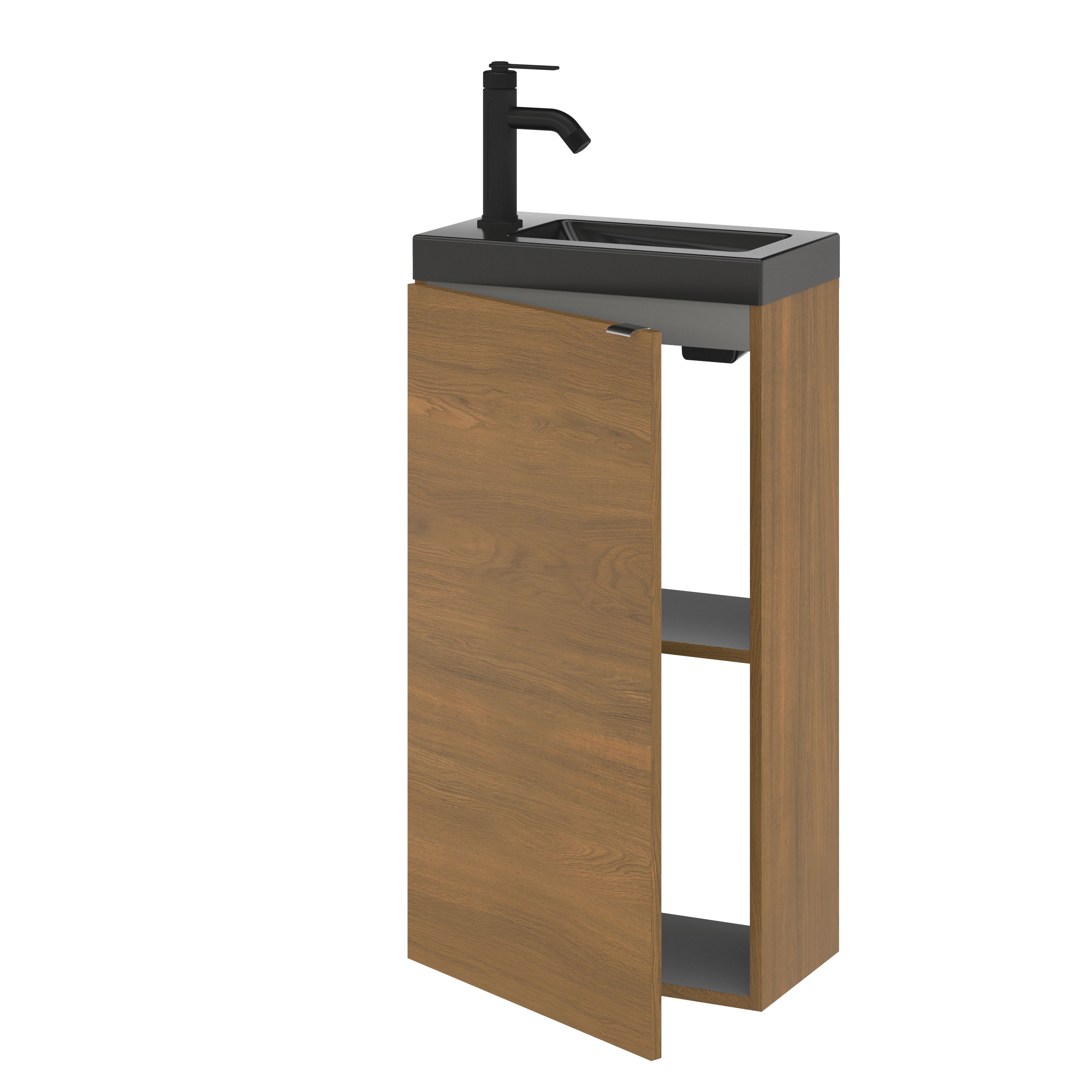 GoodHome Imandra Walnut effect Single Freestanding Bathroom Cloakroom unit (H)79cm (W)44cm