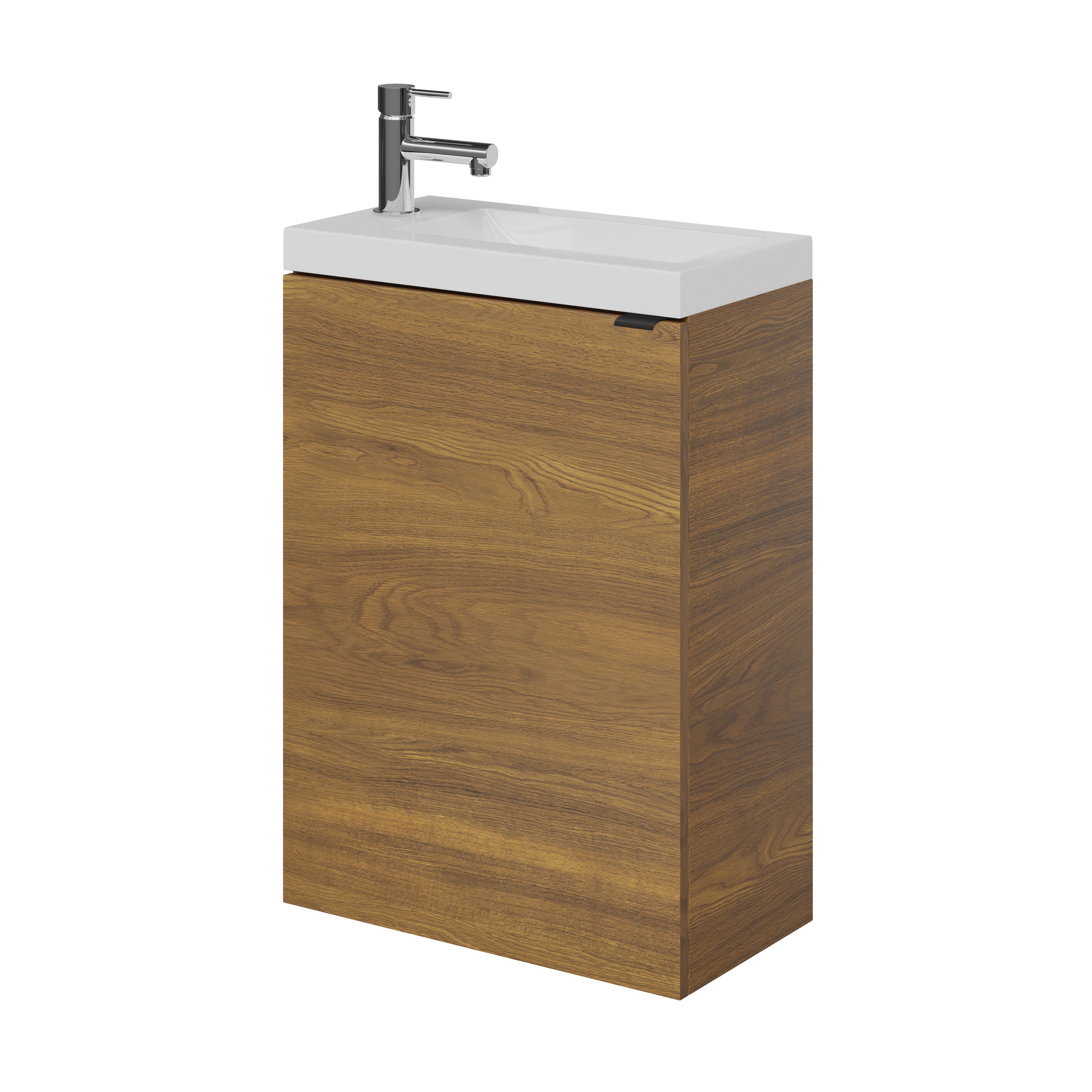 GoodHome Imandra Walnut effect Single Wall-mounted Bathroom Cloakroom unit (H)55cm (W)44cm