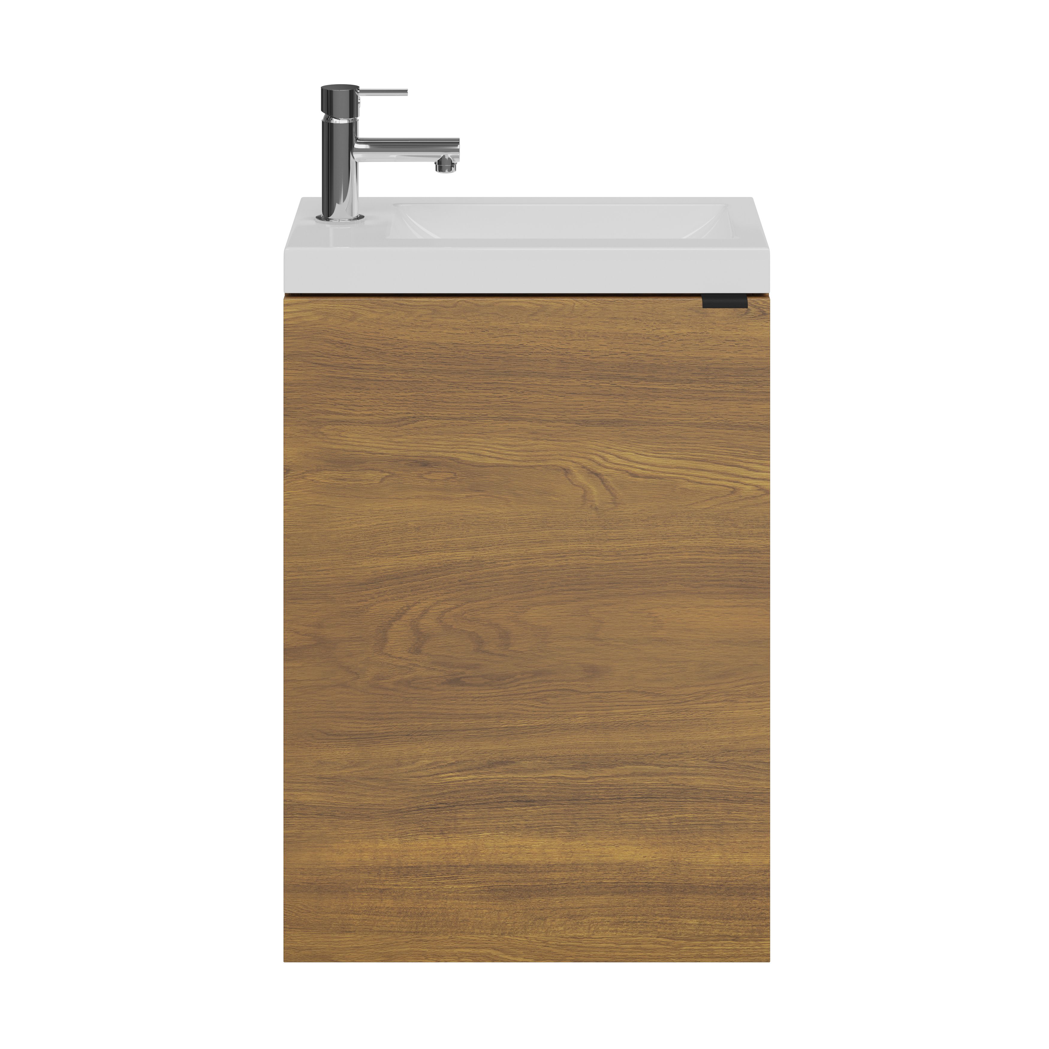 GoodHome Imandra Walnut effect Single Wall-mounted Bathroom Cloakroom unit (H)55cm (W)44cm