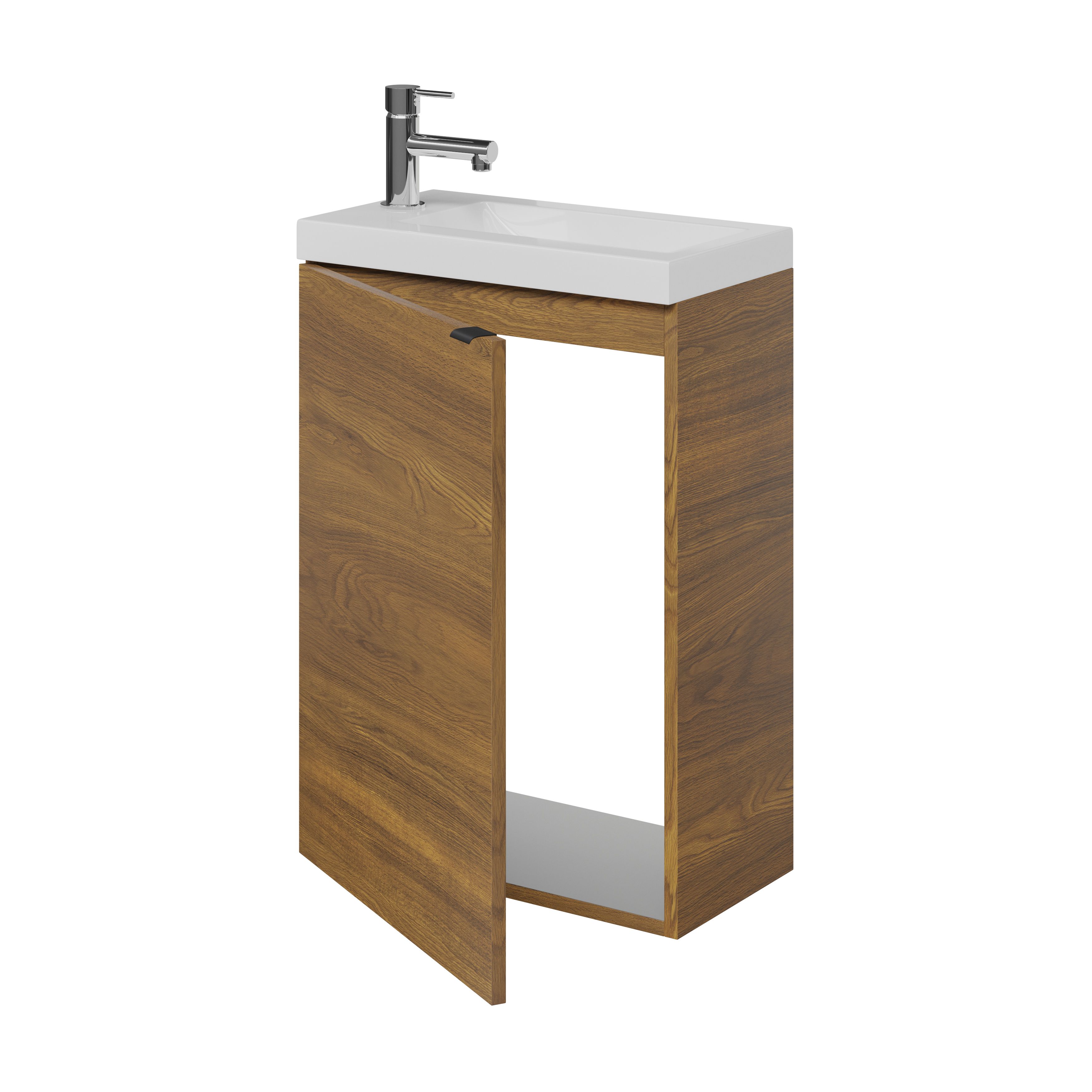 GoodHome Imandra Walnut effect Single Wall-mounted Bathroom Cloakroom unit (H)55cm (W)44cm