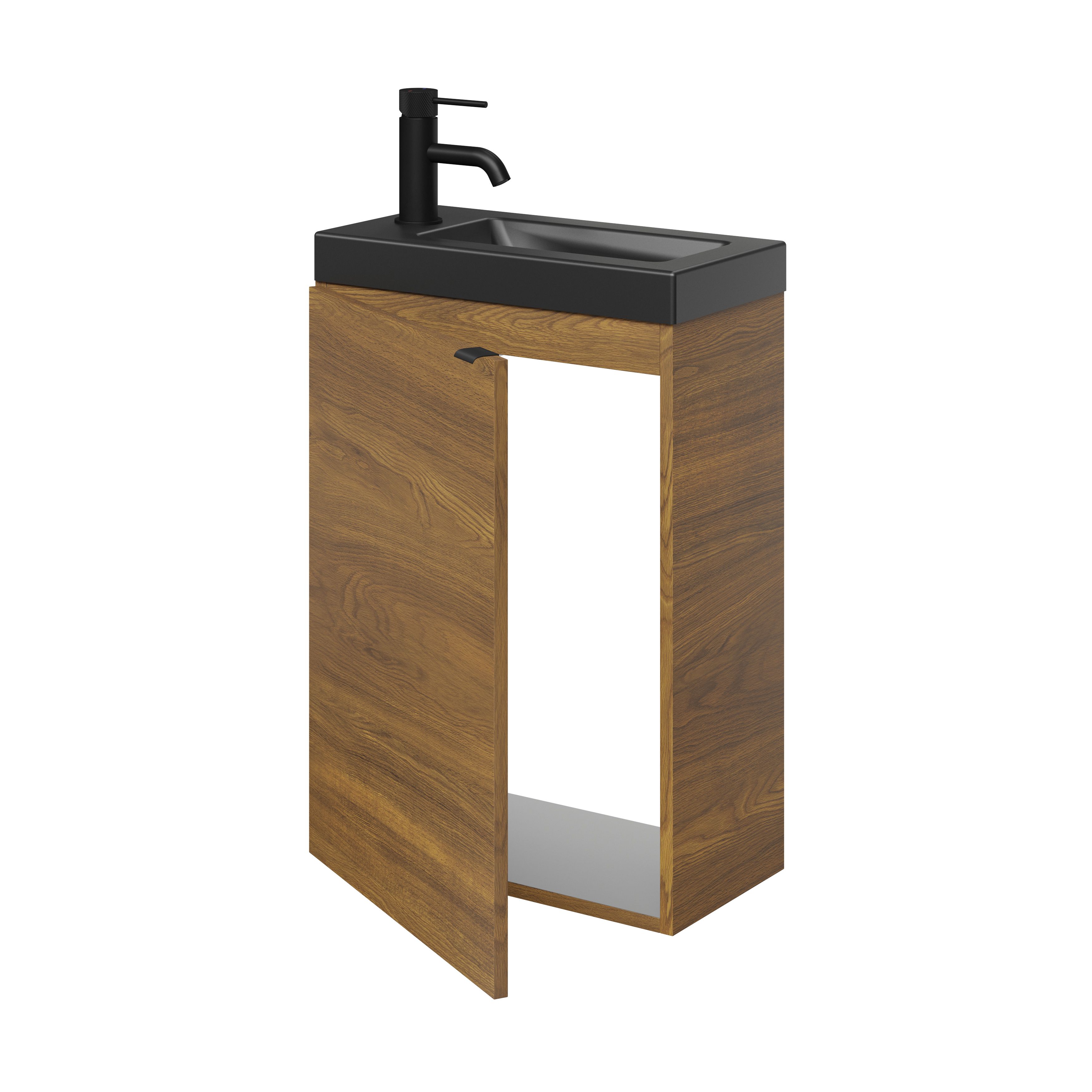 GoodHome Imandra Walnut effect Single Wall-mounted Bathroom Cloakroom unit (H)55cm (W)44cm