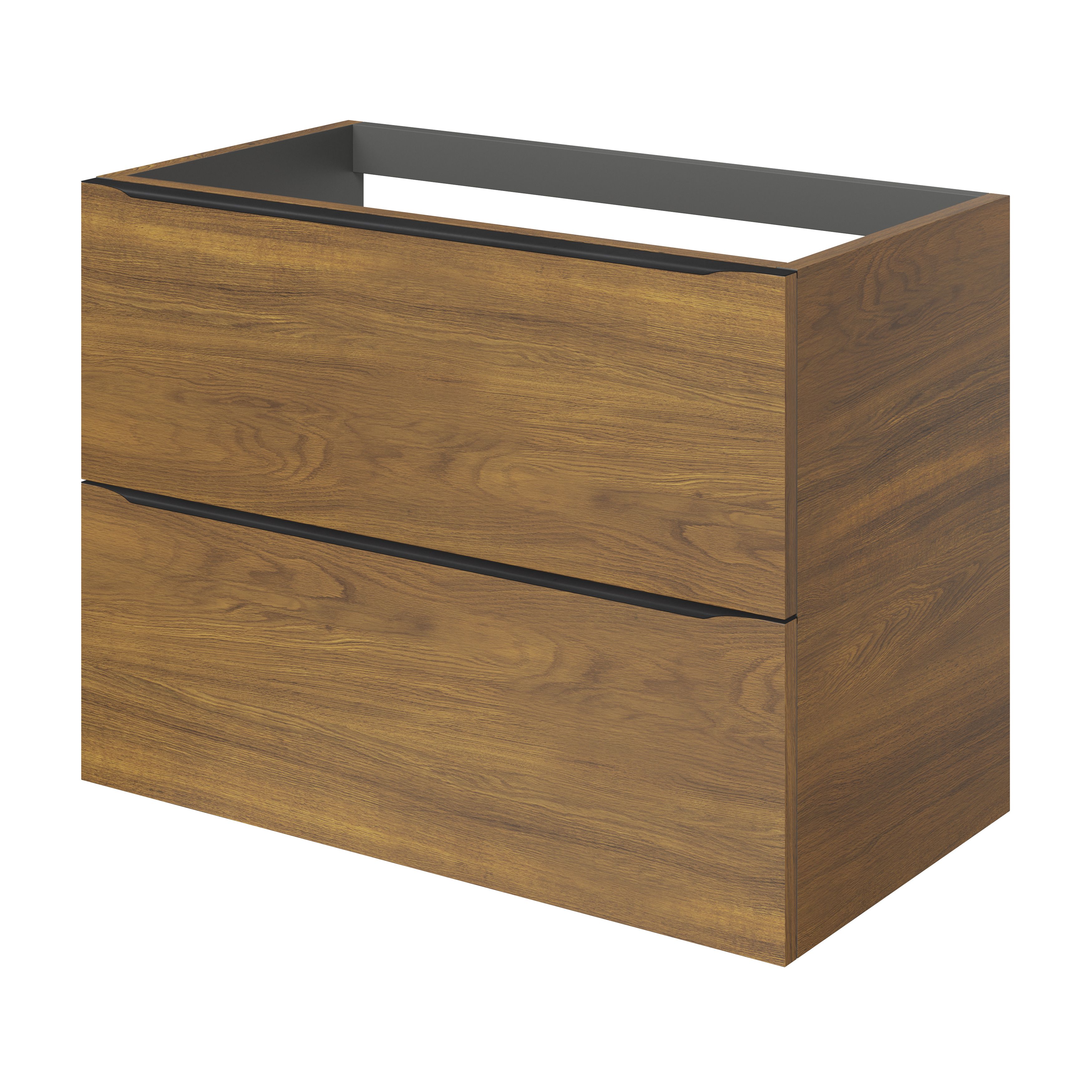 GoodHome Imandra Walnut effect Wall-mounted Bathroom Cabinet (H)60cm (W)80cm